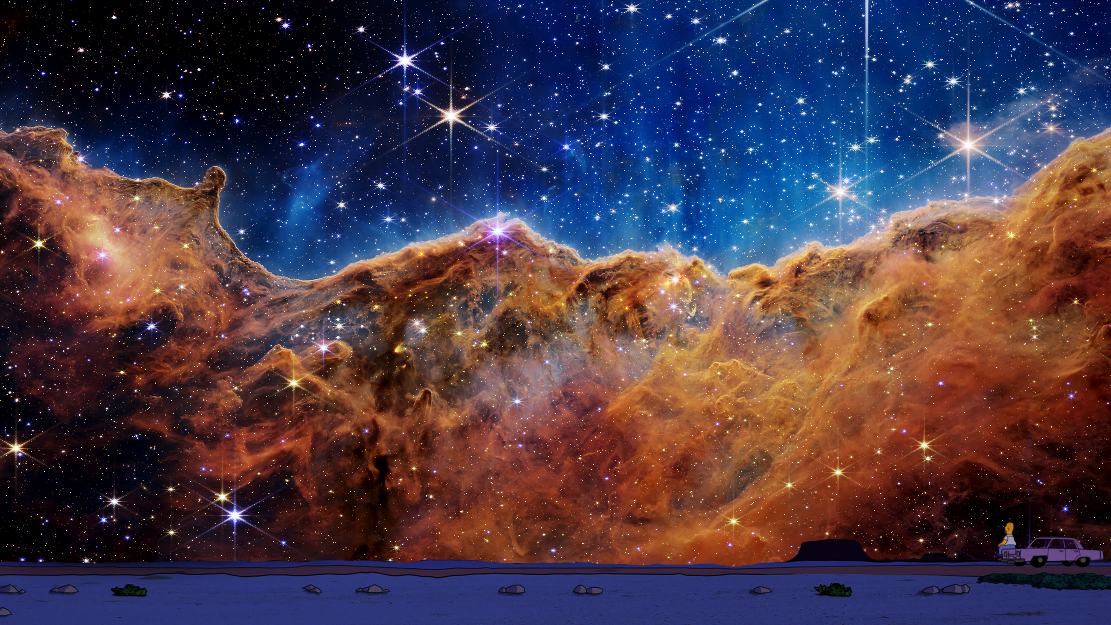 4K The Simpsons Homer Simpson in Space Nebula HD Wallpaper