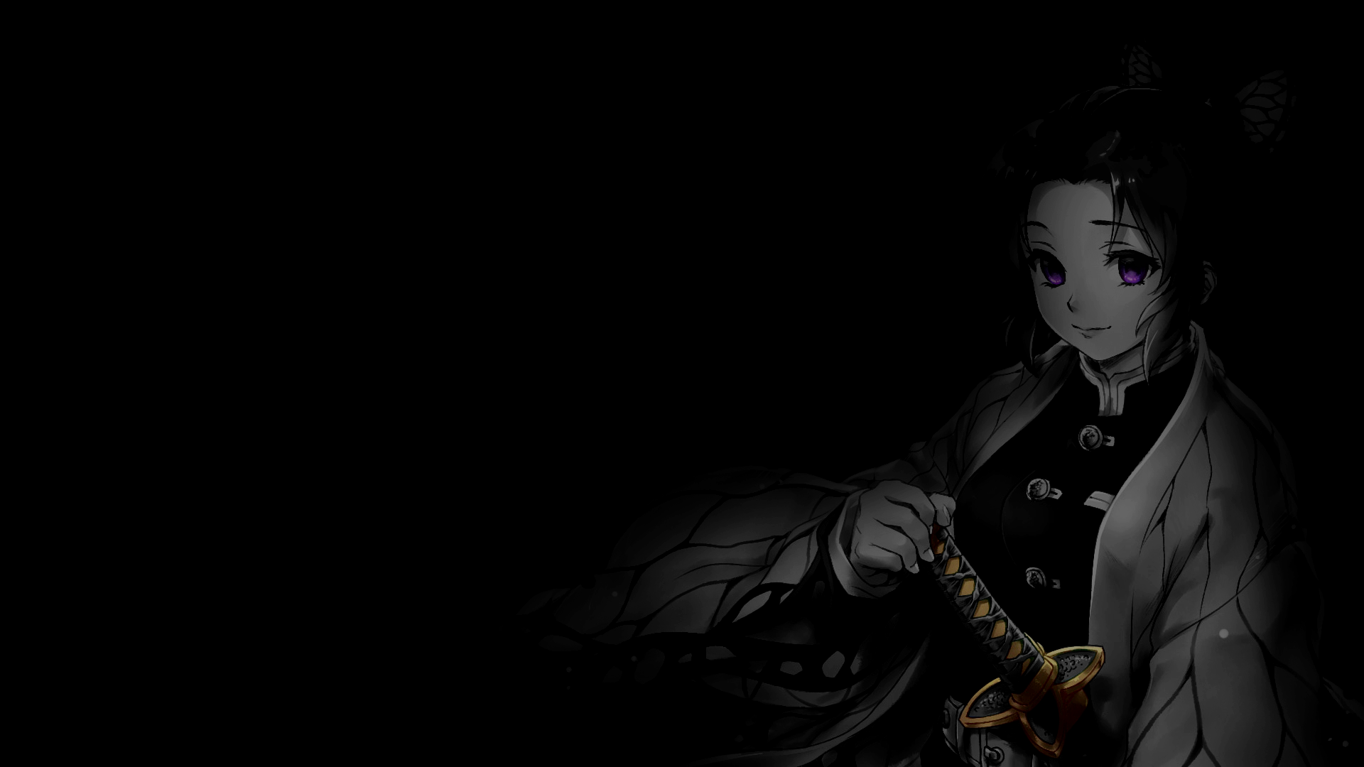 Kochou Shinobu from Kimetsu no Yaiba holding a sword HD Wallpaper