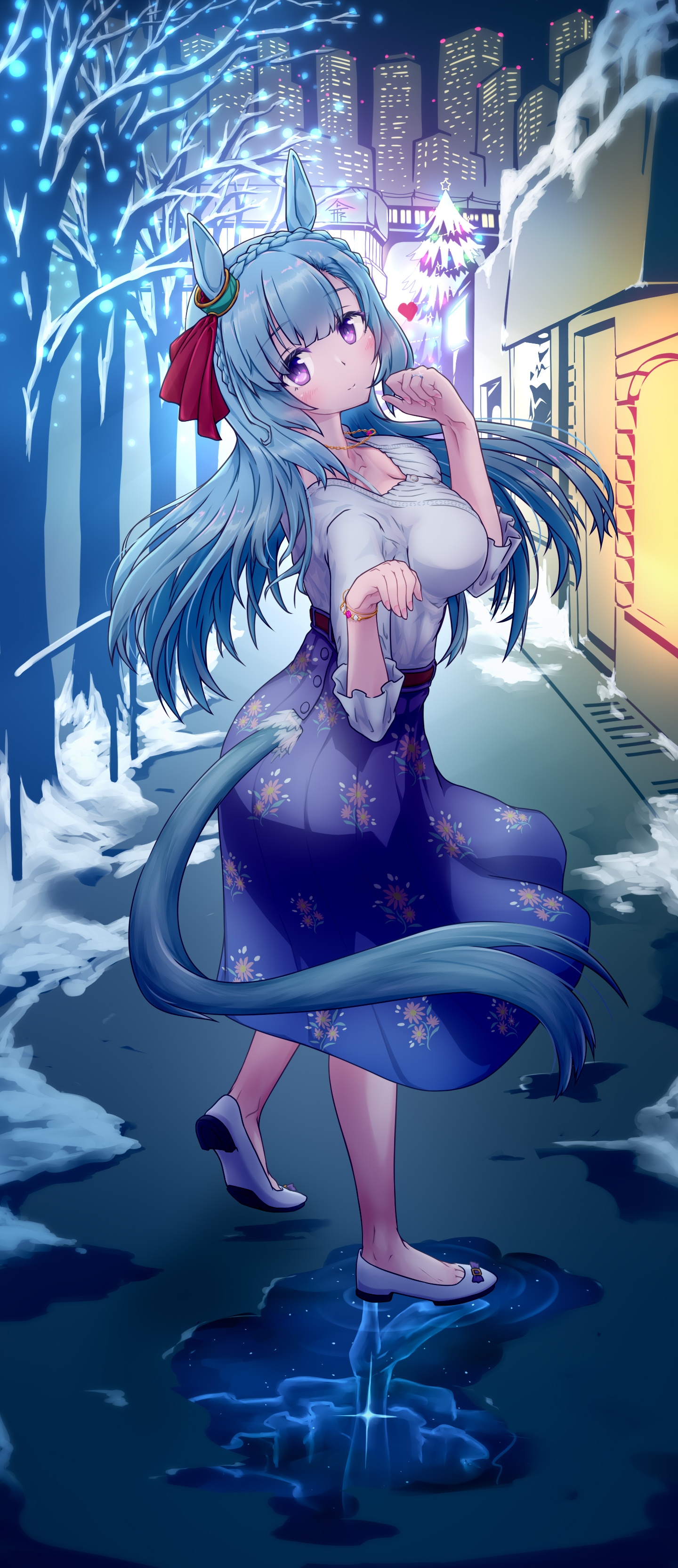 Mejiro Ardan from Uma Musume Pretty Derby in winter city HD Phone Wallpaper