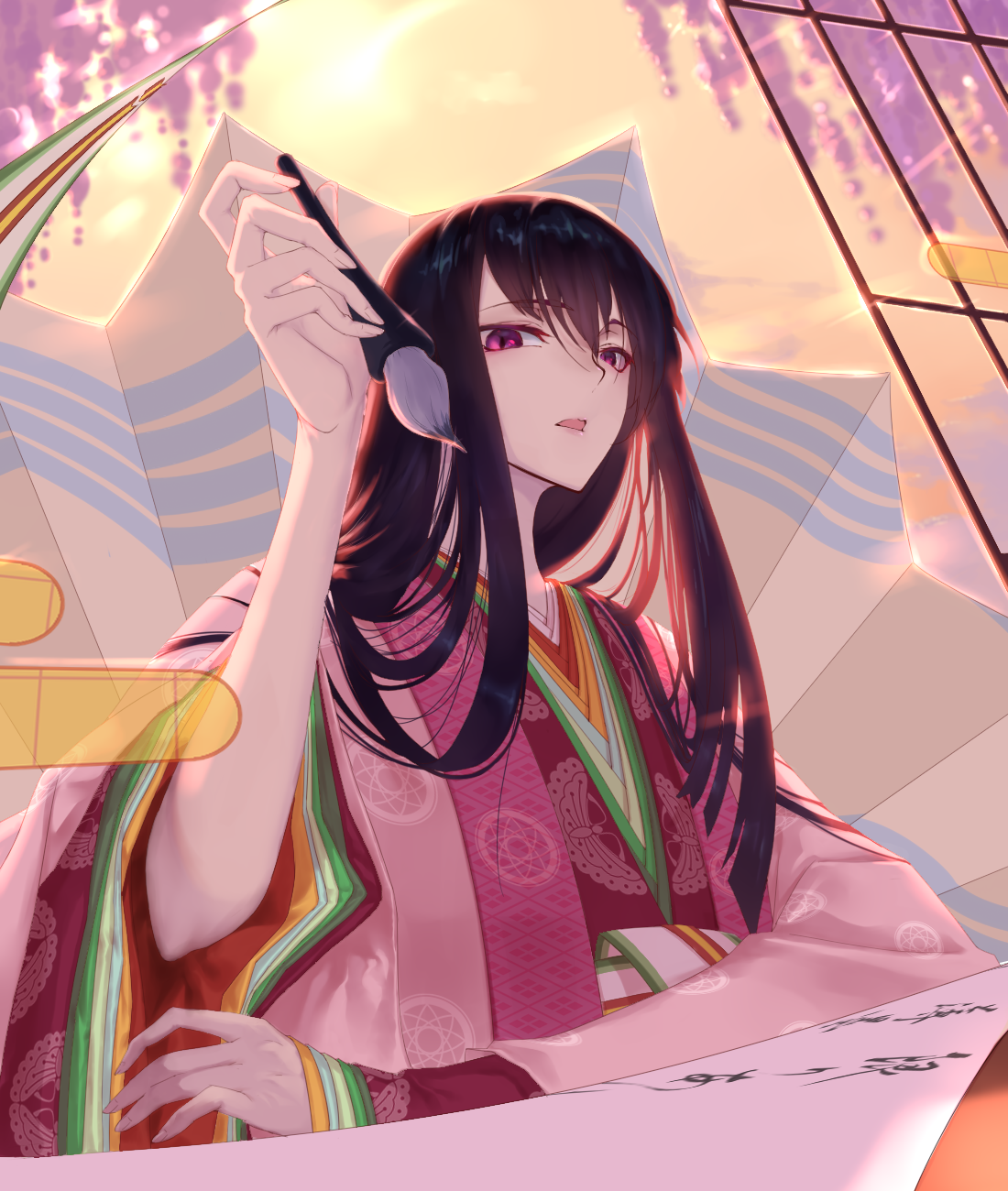 Murasaki Shikibu from Fate/Grand Order writing HD Phone Wallpaper