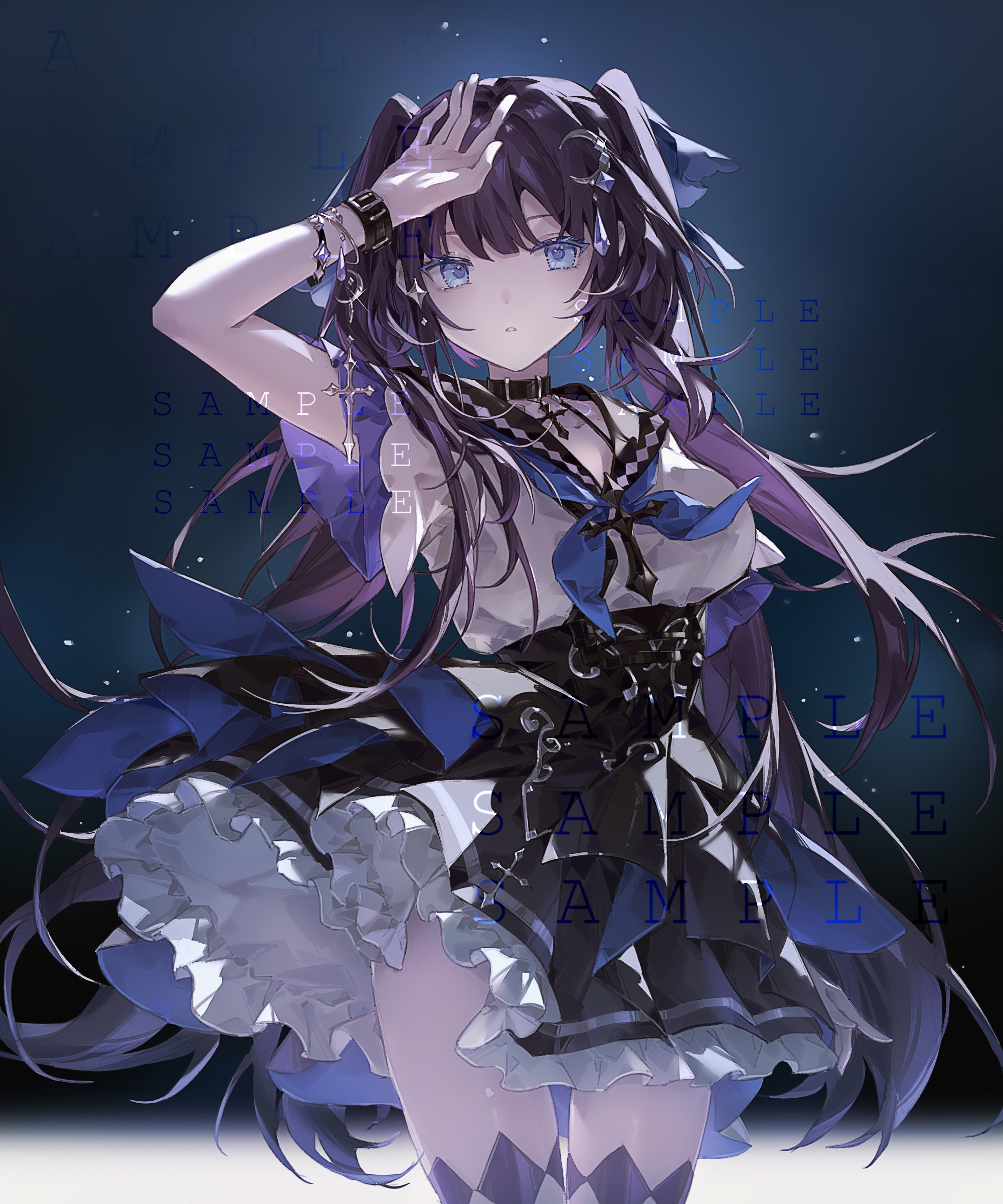 Anime girl with blue eyes and dark hair HD Phone Wallpaper