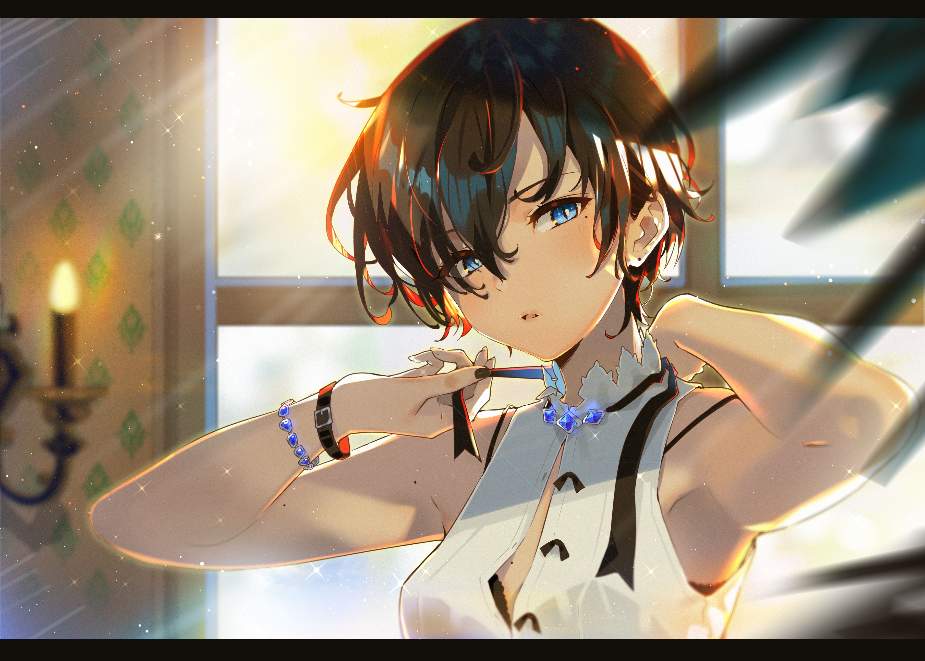 Arutera with short hair adjusting necklace HD Wallpaper