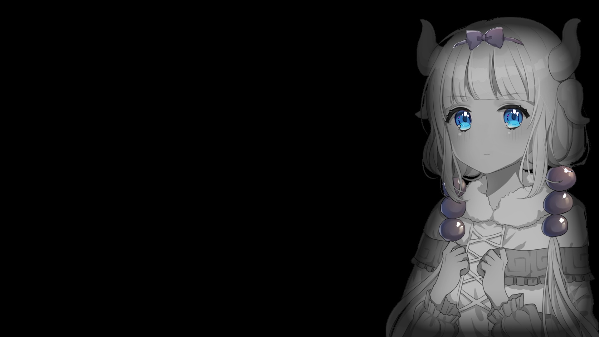 Kanna Kamui with selective coloring on a dark background HD Wallpaper
