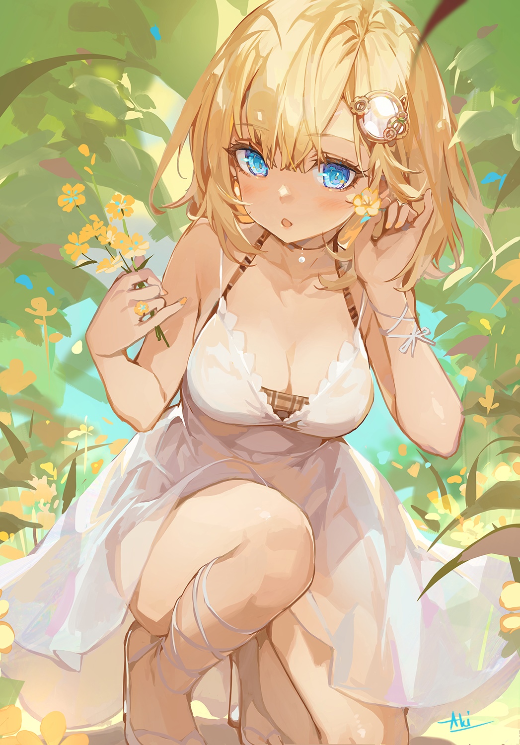 Watson Amelia in a white dress with flowers HD Phone Wallpaper