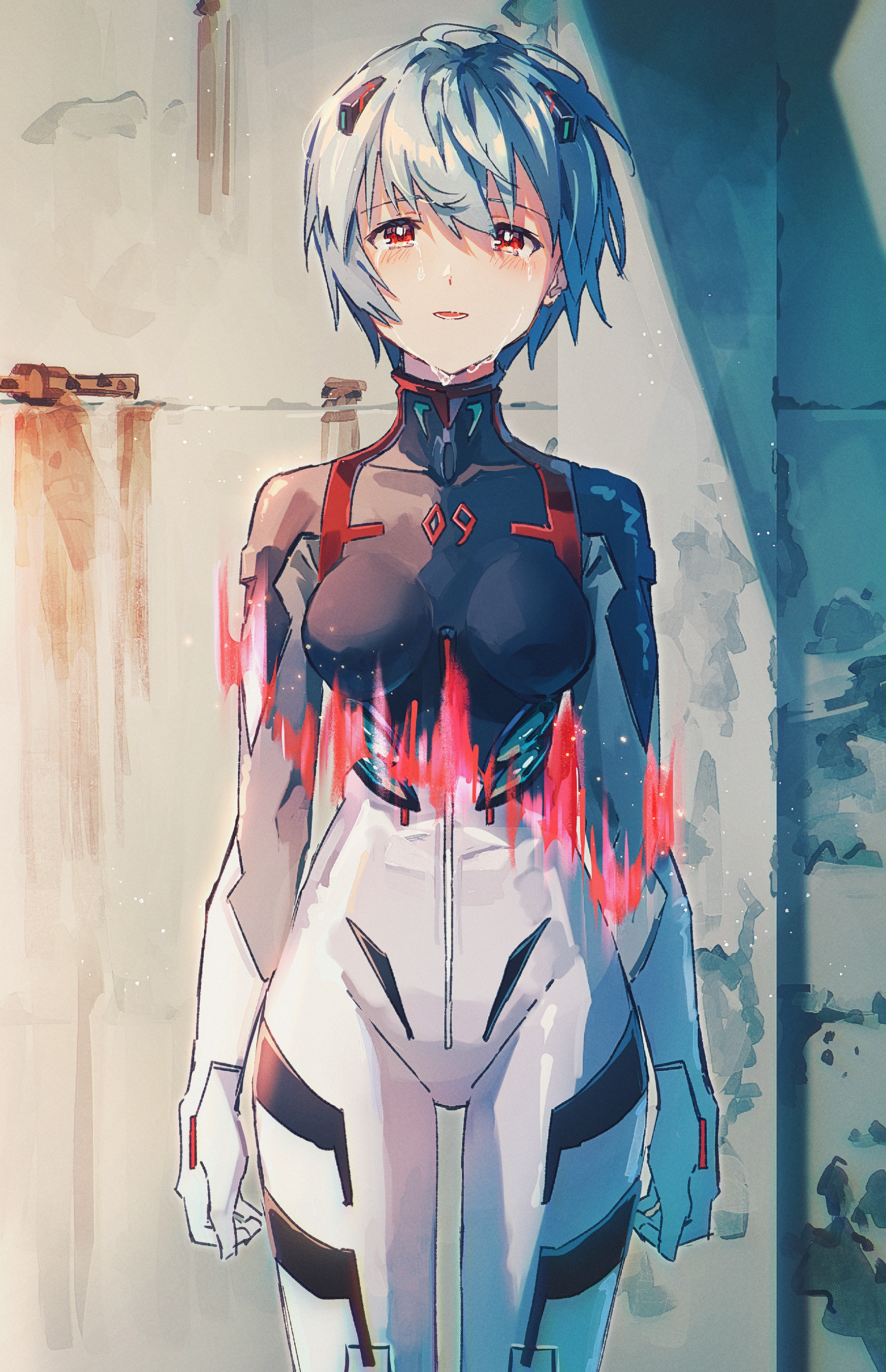 Ayanami Rei in a white plugsuit HD Phone Wallpaper