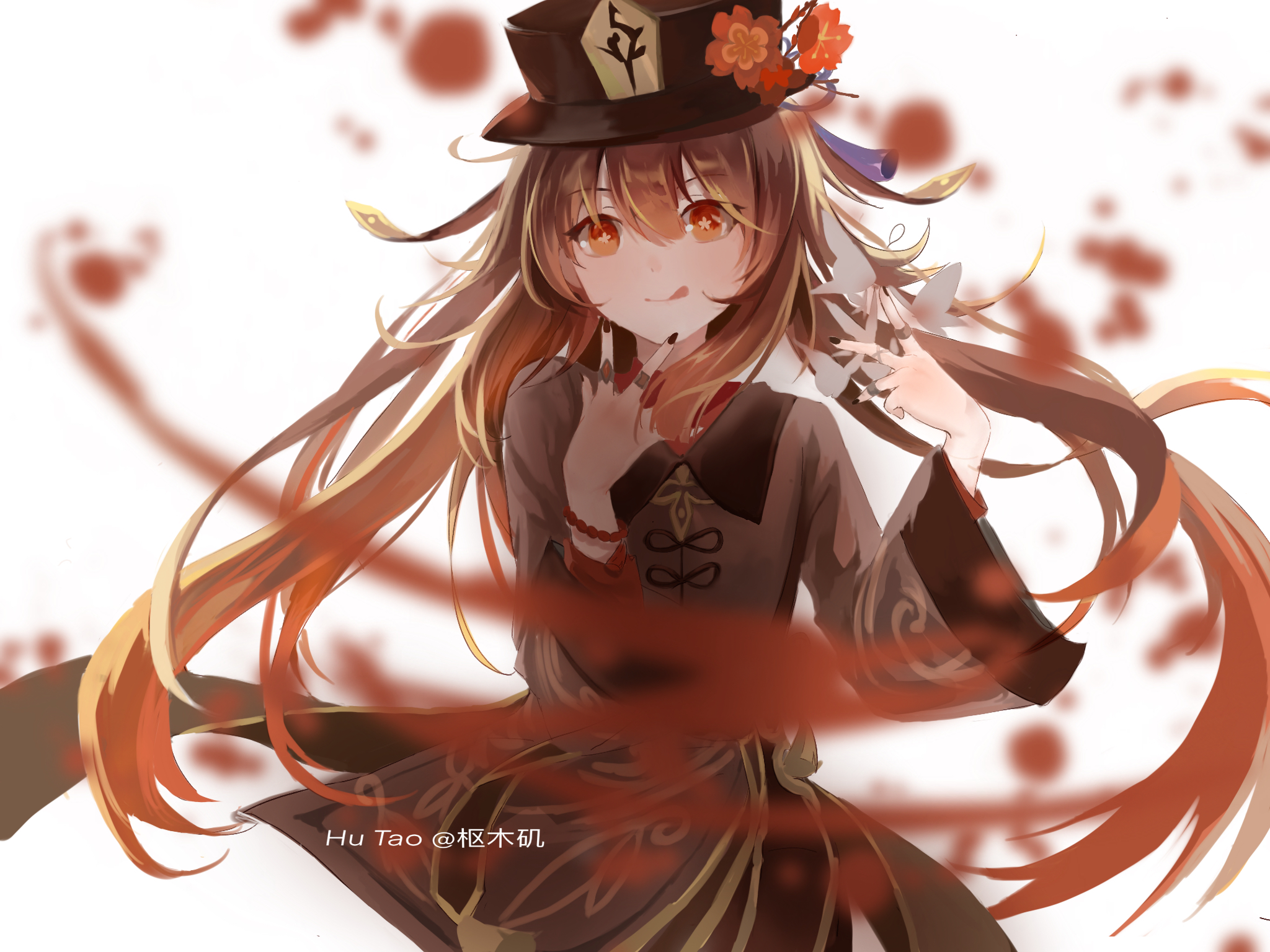 Hu Tao Vibrant Anime Portrait HD Wallpaper