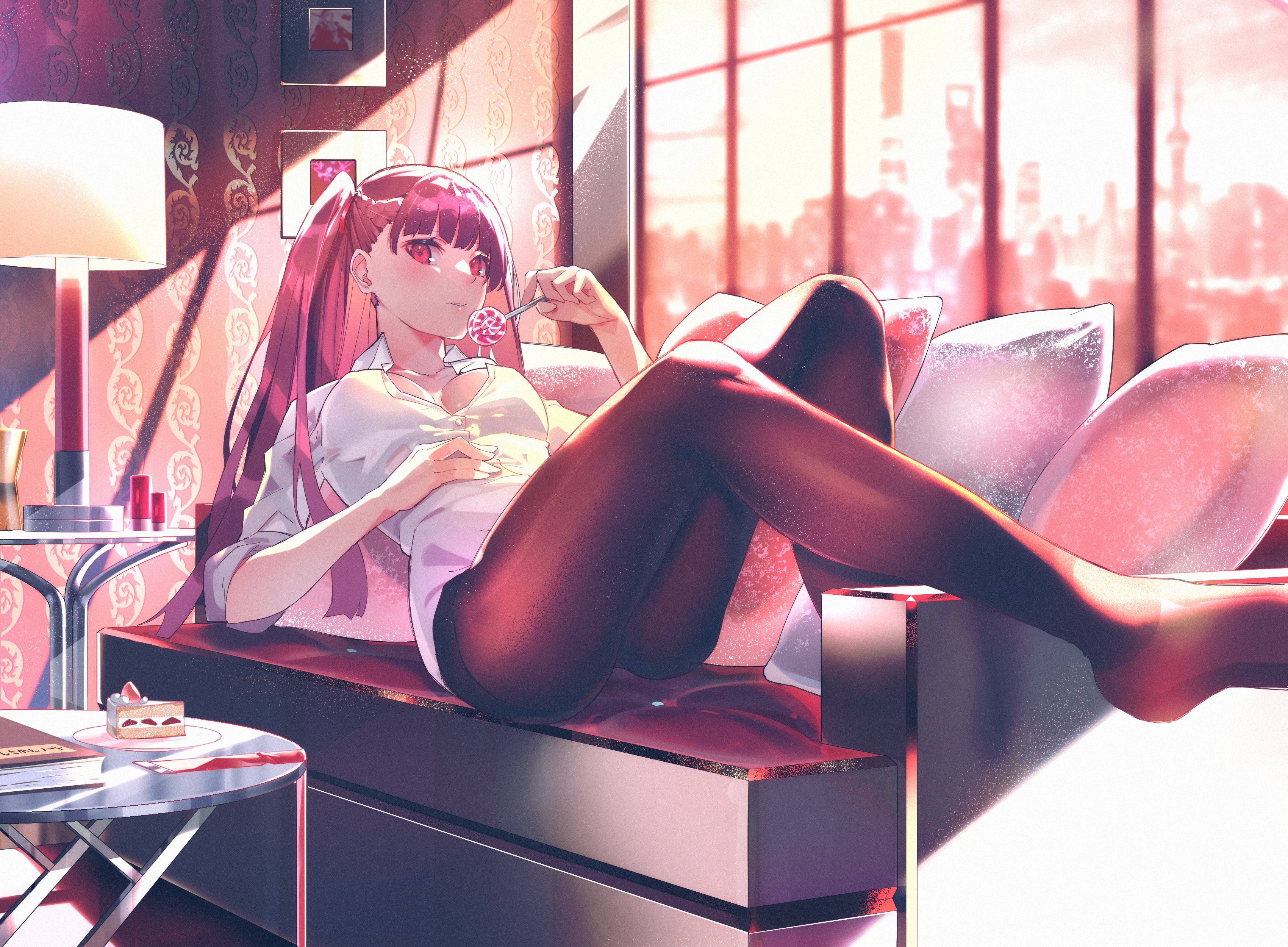 WA2000 from Girls Frontline eating a lollipop HD Wallpaper