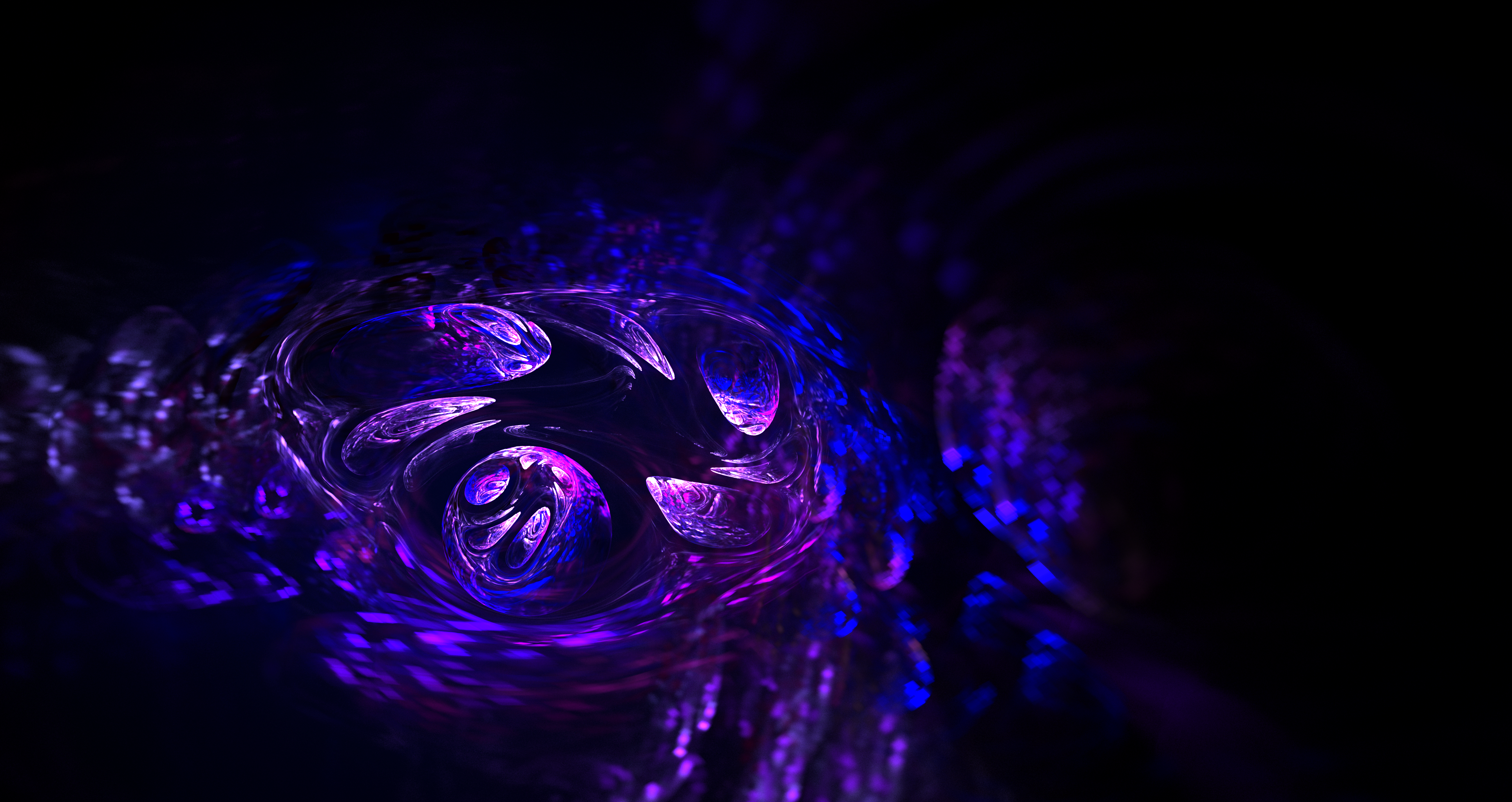 4K abstract fractal art with purple and blue hues HD Wallpaper