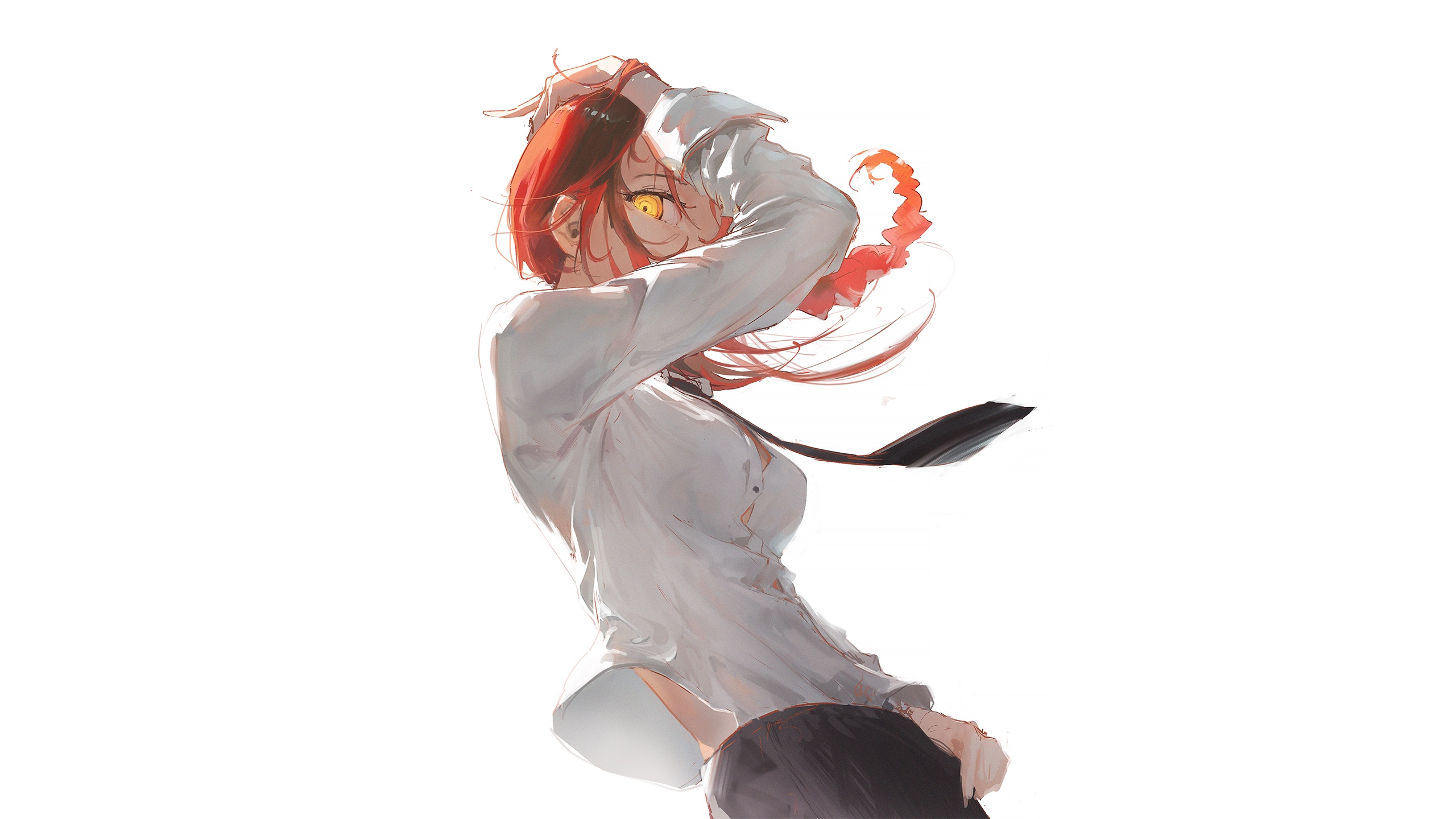 Makima from Chainsaw Man in a white shirt and tie HD Wallpaper