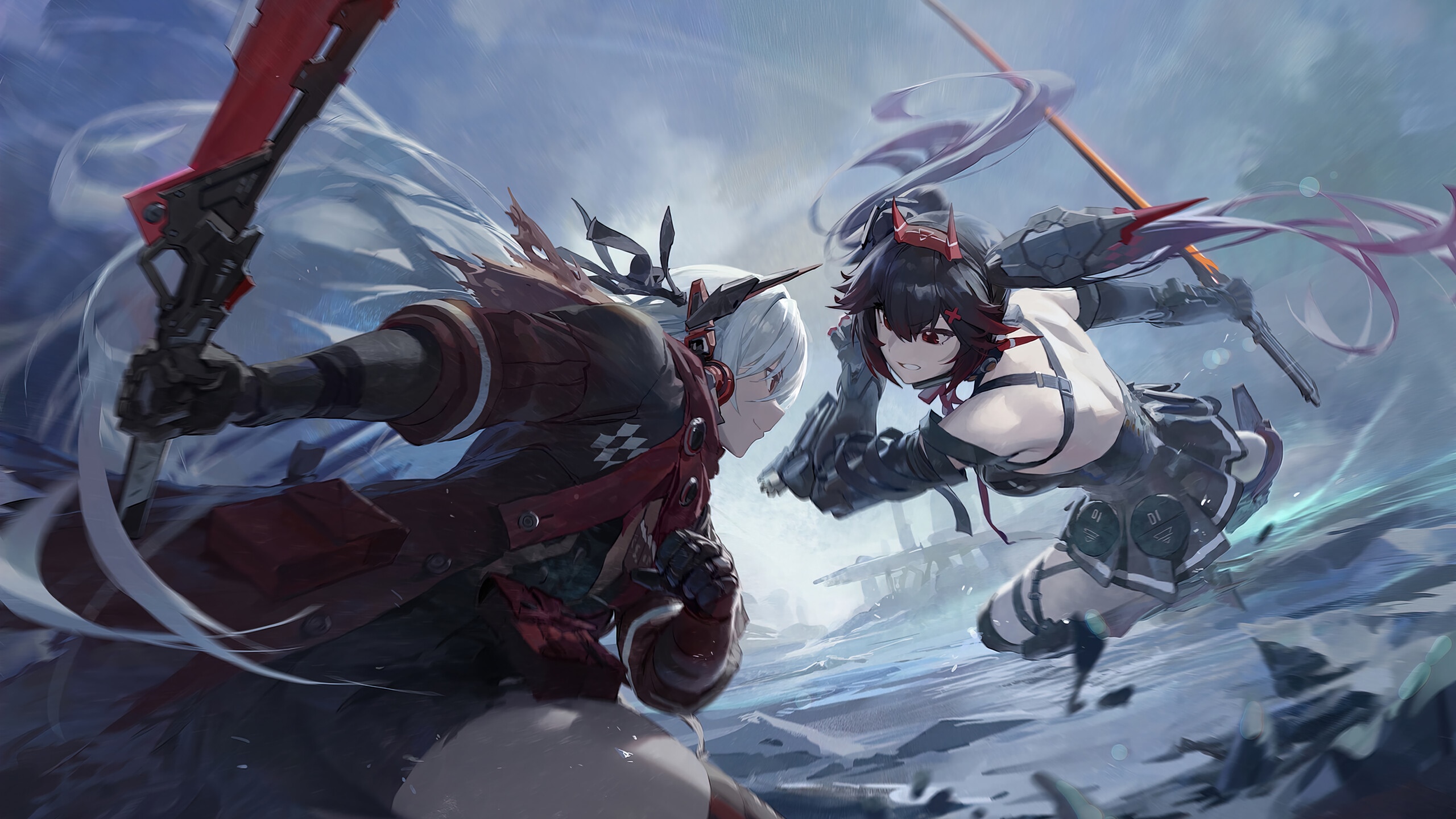 Alpha and Lucia from Punishing: Gray Raven in battle HD Wallpaper