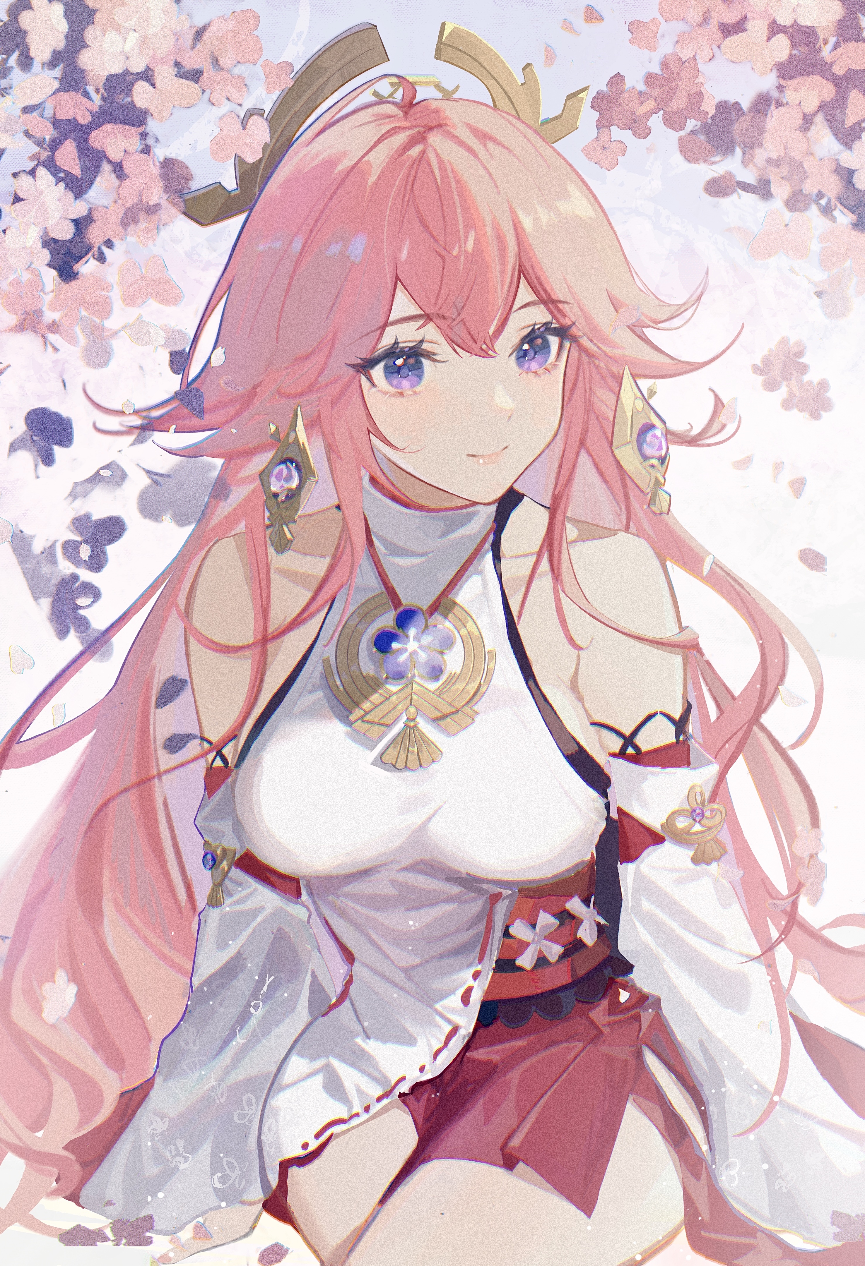 Yae Miko from Genshin Impact with pink hair HD Phone Wallpaper