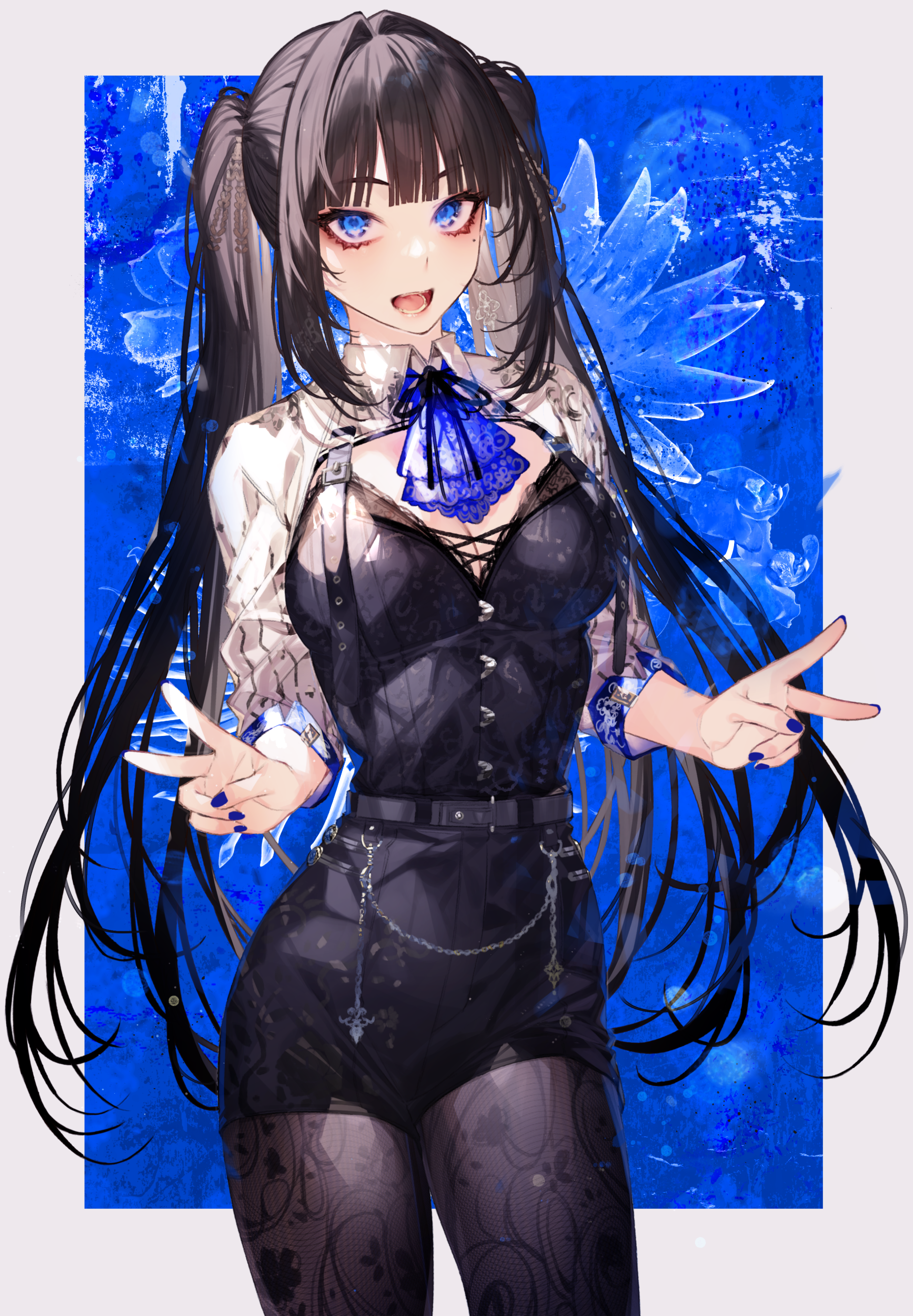 Anime girl with pigtails and blue eyes HD Phone Wallpaper