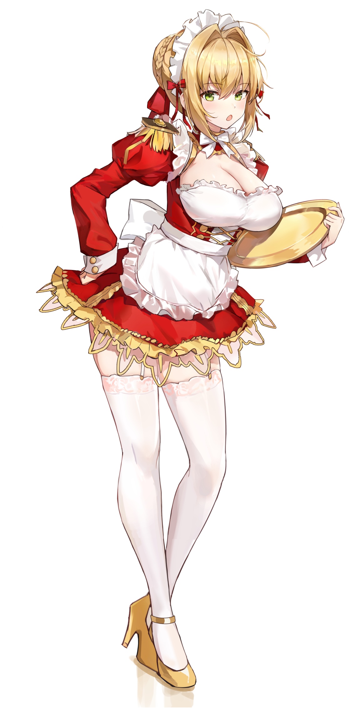 Nero Claudius as a Maid in Red Dress HD Phone Wallpaper
