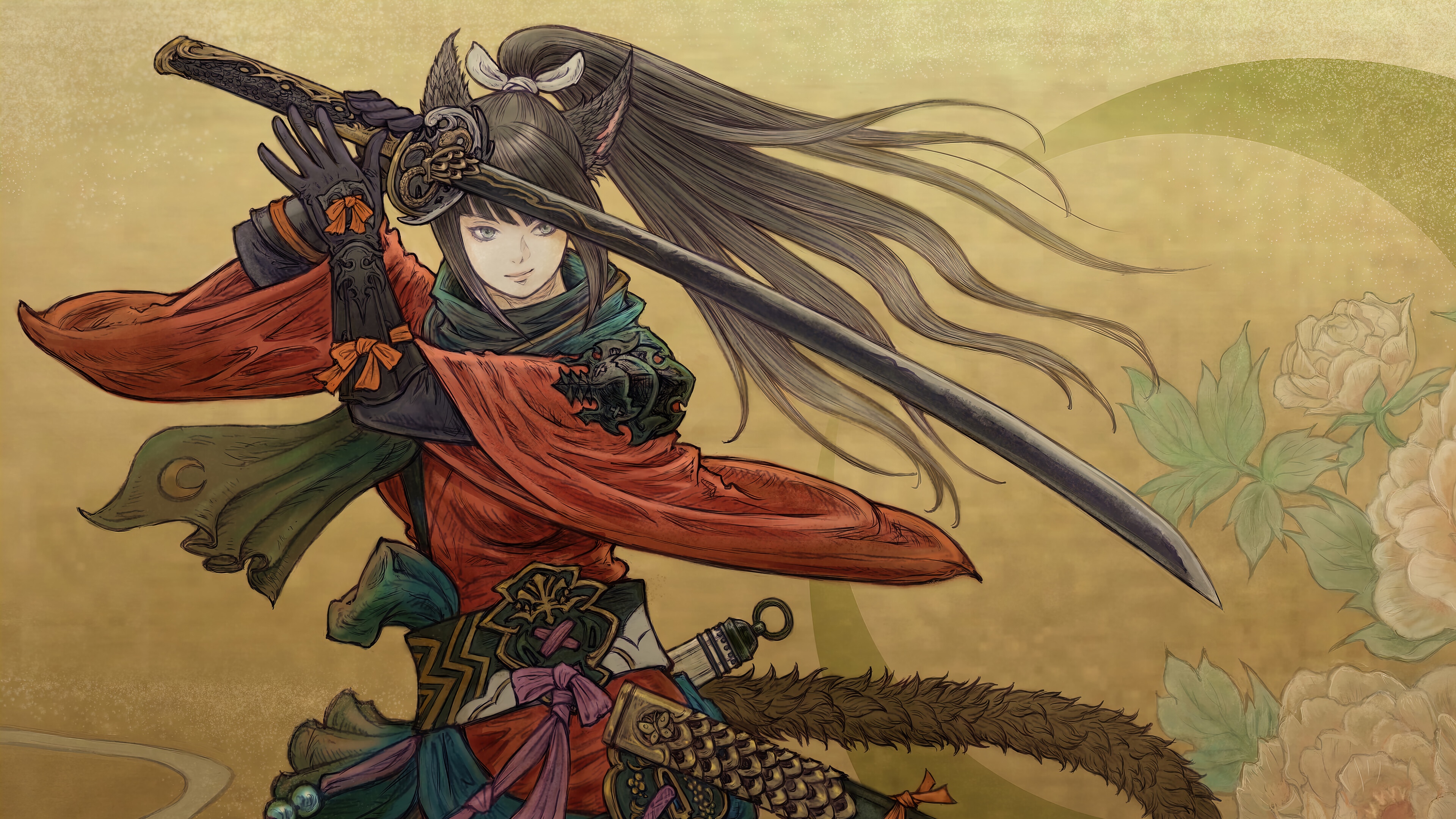 4K Final Fantasy Samurai Girl with Katana HD Wallpaper