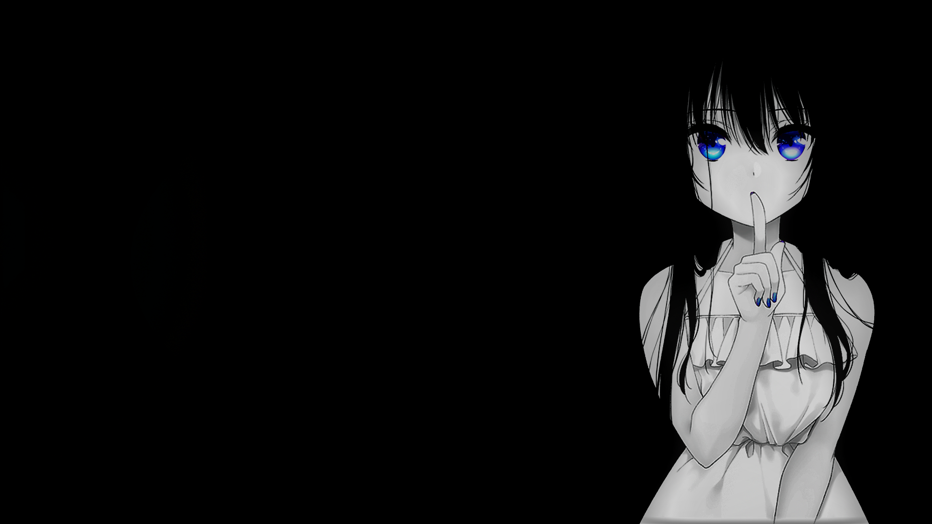 Anime girl with blue eyes and black hair HD Wallpaper