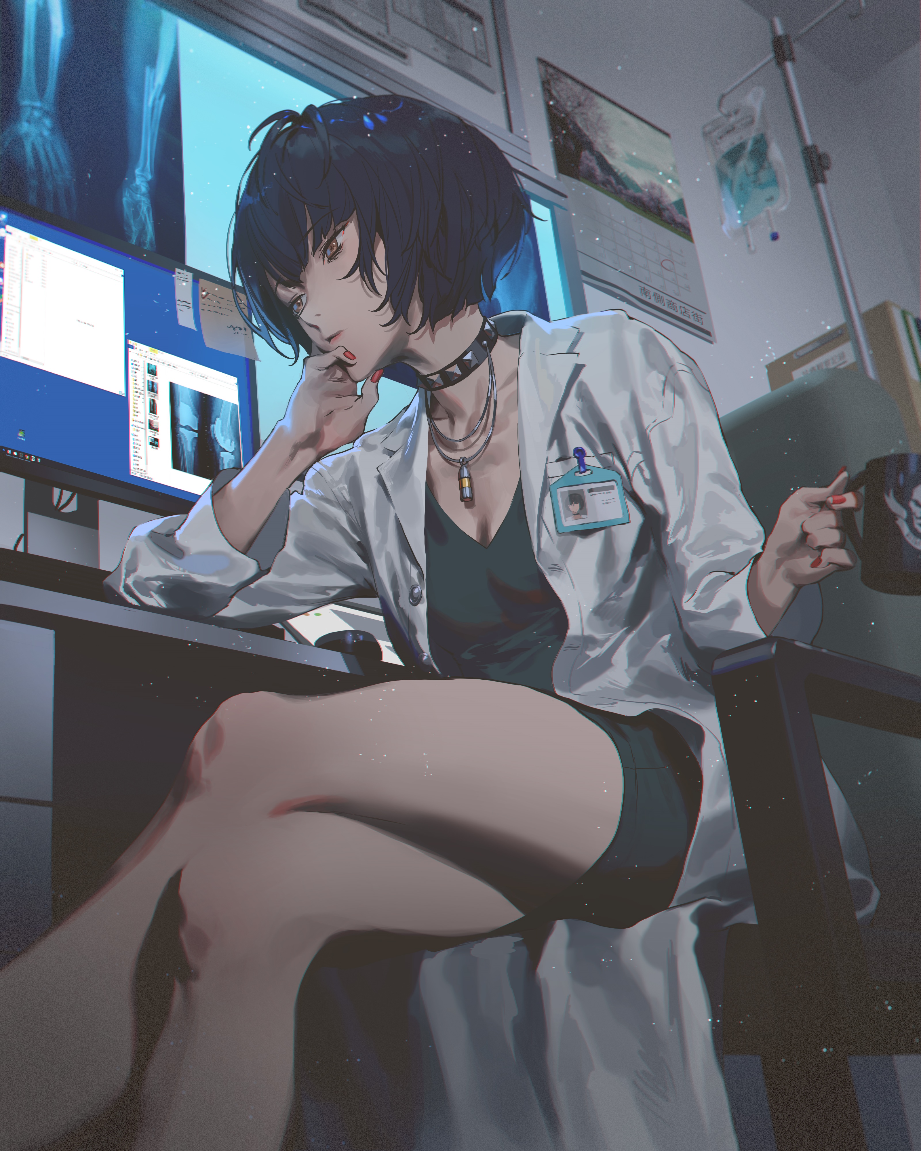 Persona 5 Takemi Tae in a doctor's coat HD Phone Wallpaper
