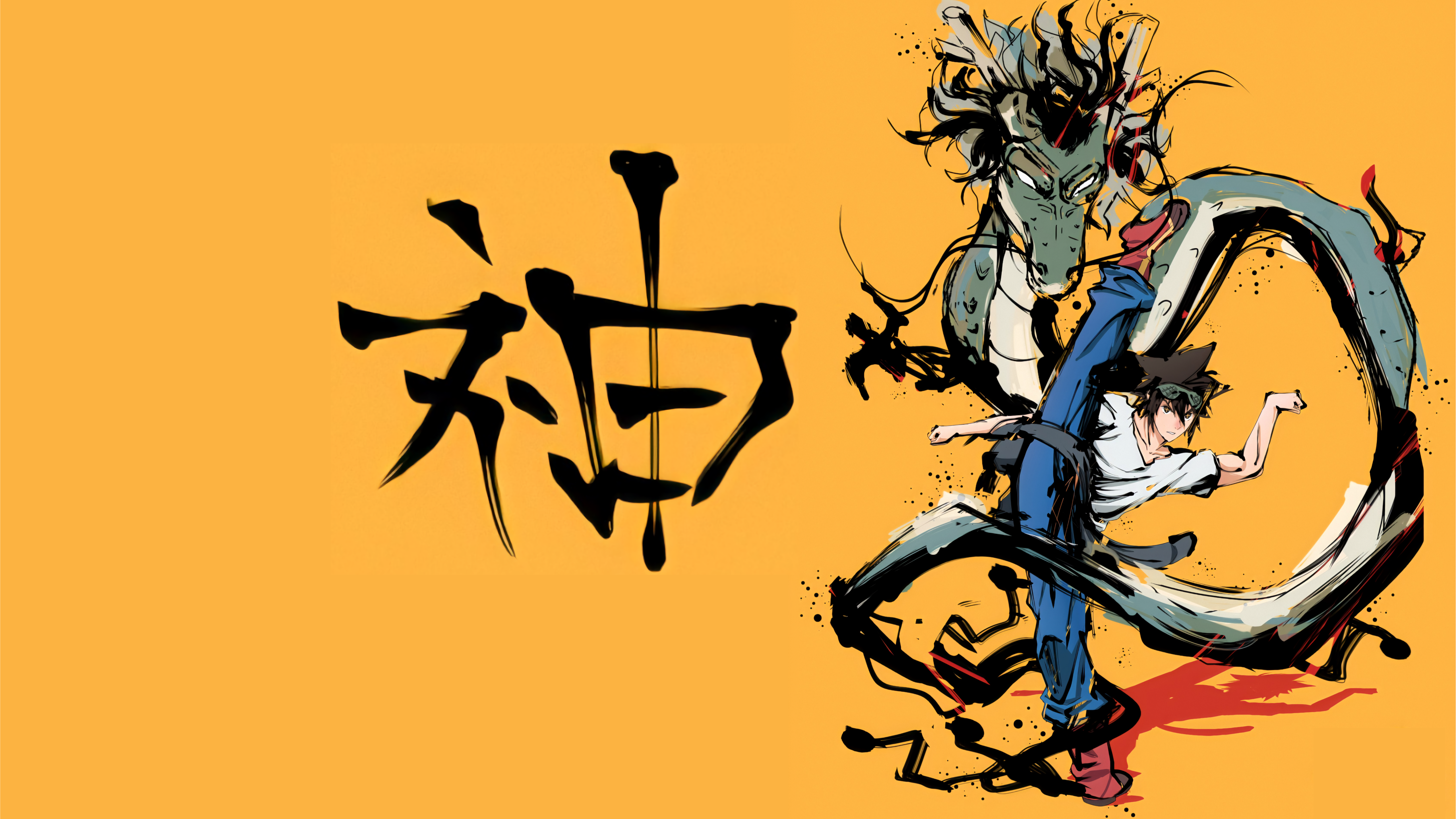 4K God of Highschool Jin Mori and Dragon HD Wallpaper