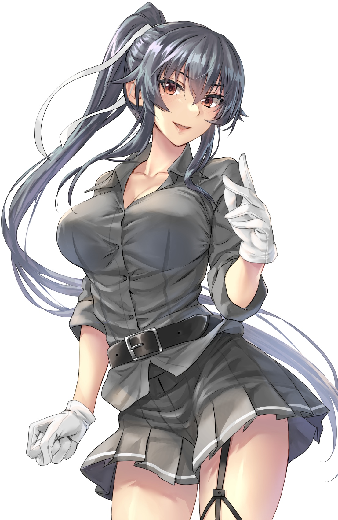 Yahagi from Kantai Collection in a grey uniform HD Phone Wallpaper