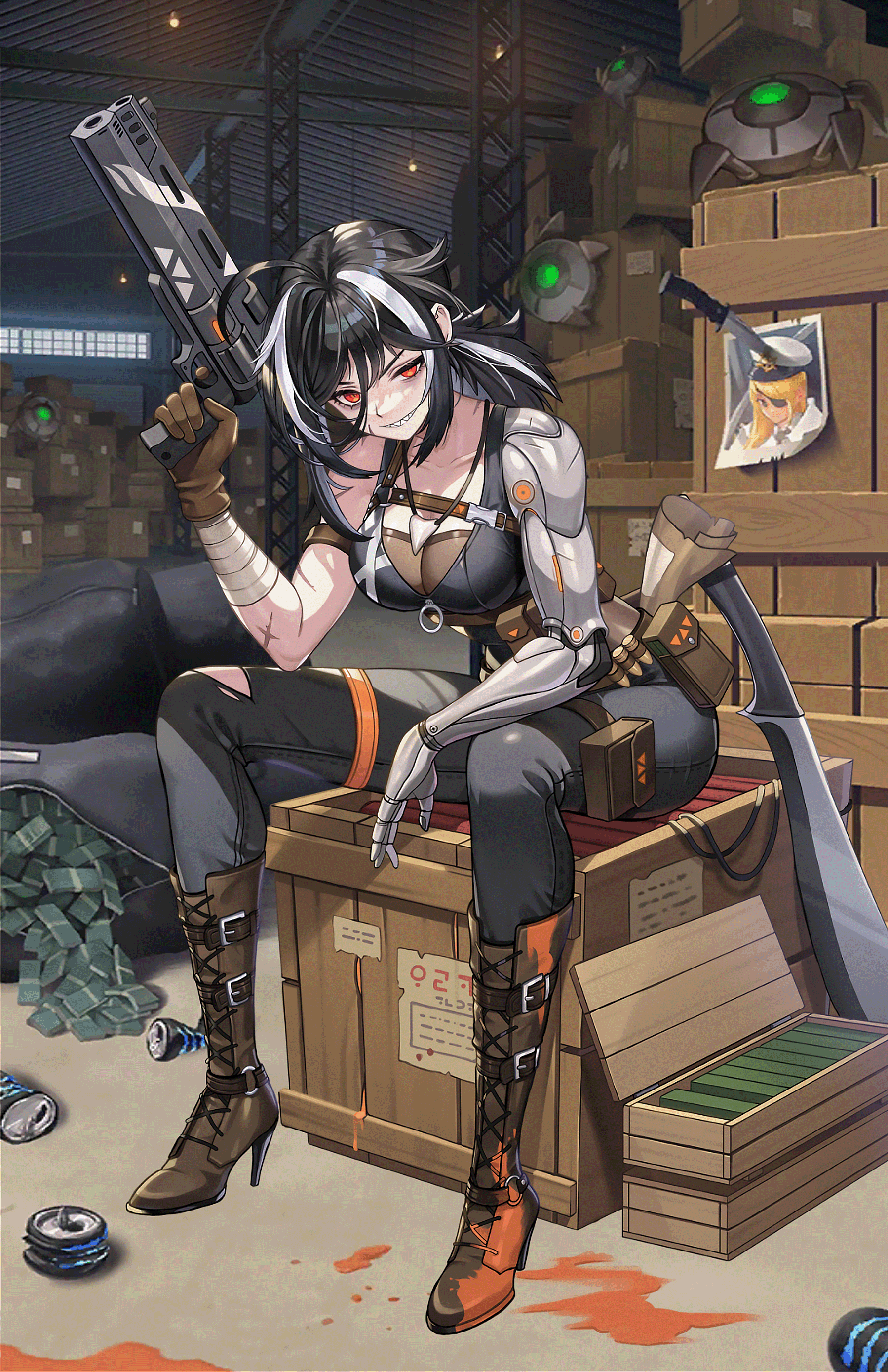 Orca from Guardian Tales with a gun HD Phone Wallpaper
