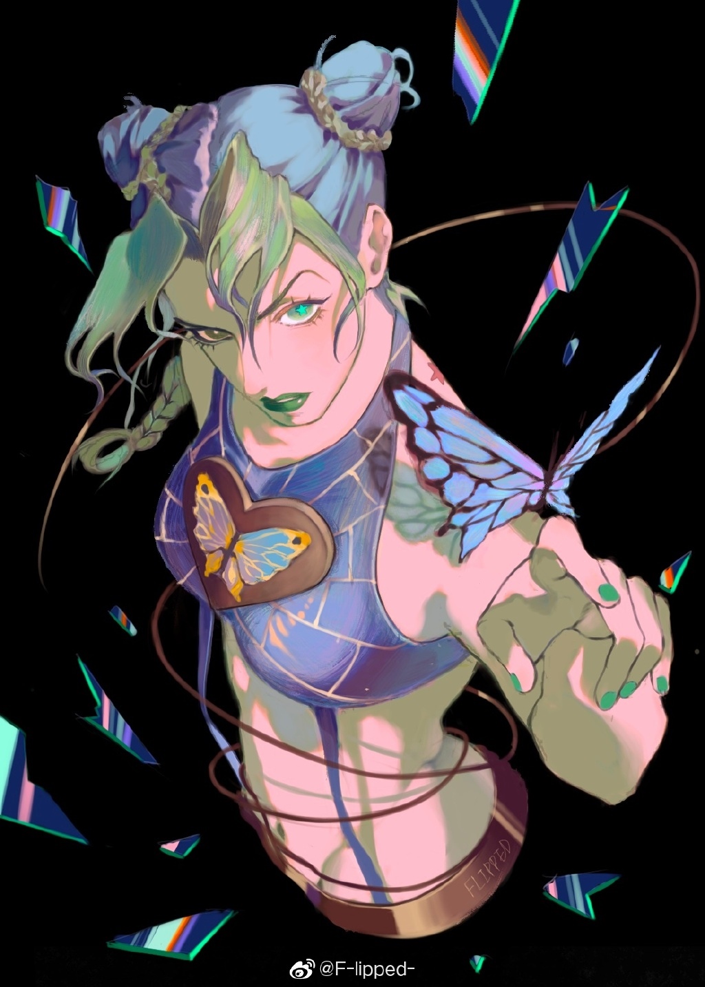 Jolyne Kujo from JoJo's Bizarre Adventure with Butterflies HD Phone Wallpaper