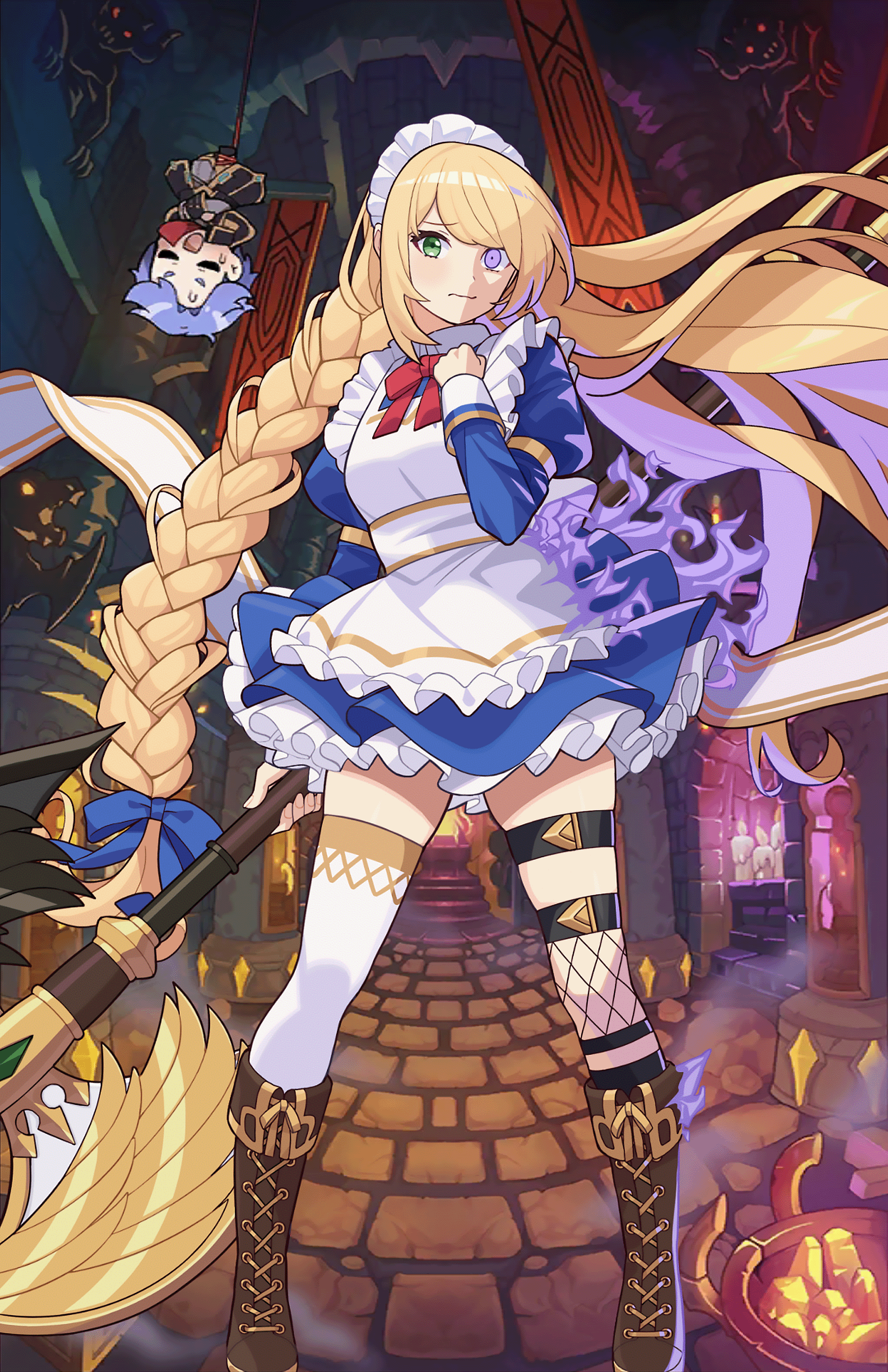 Amy from Guardian Tales with a weapon HD Phone Wallpaper