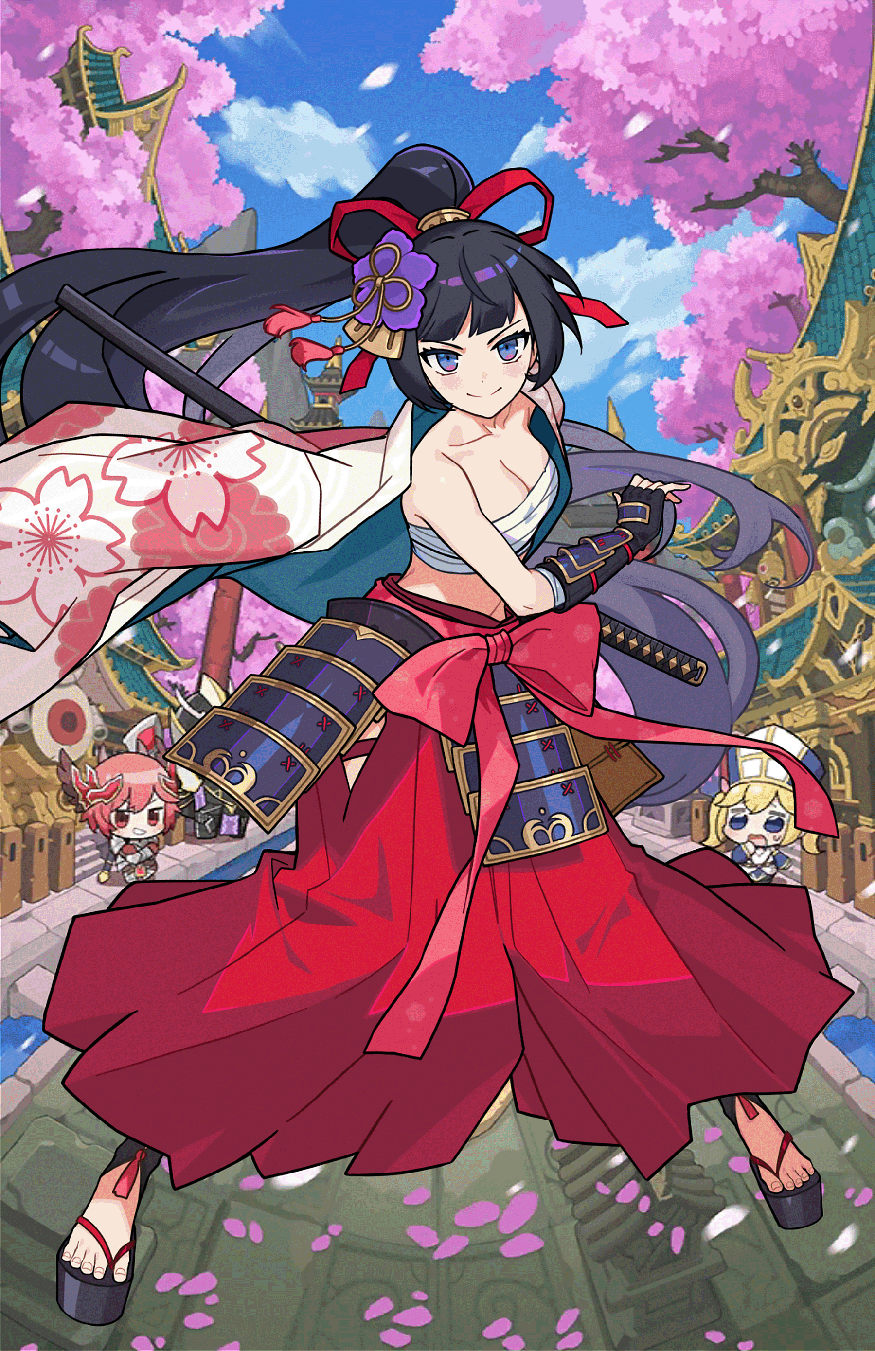 Akayuki from Guardian Tales in a Japanese Garden HD Phone Wallpaper