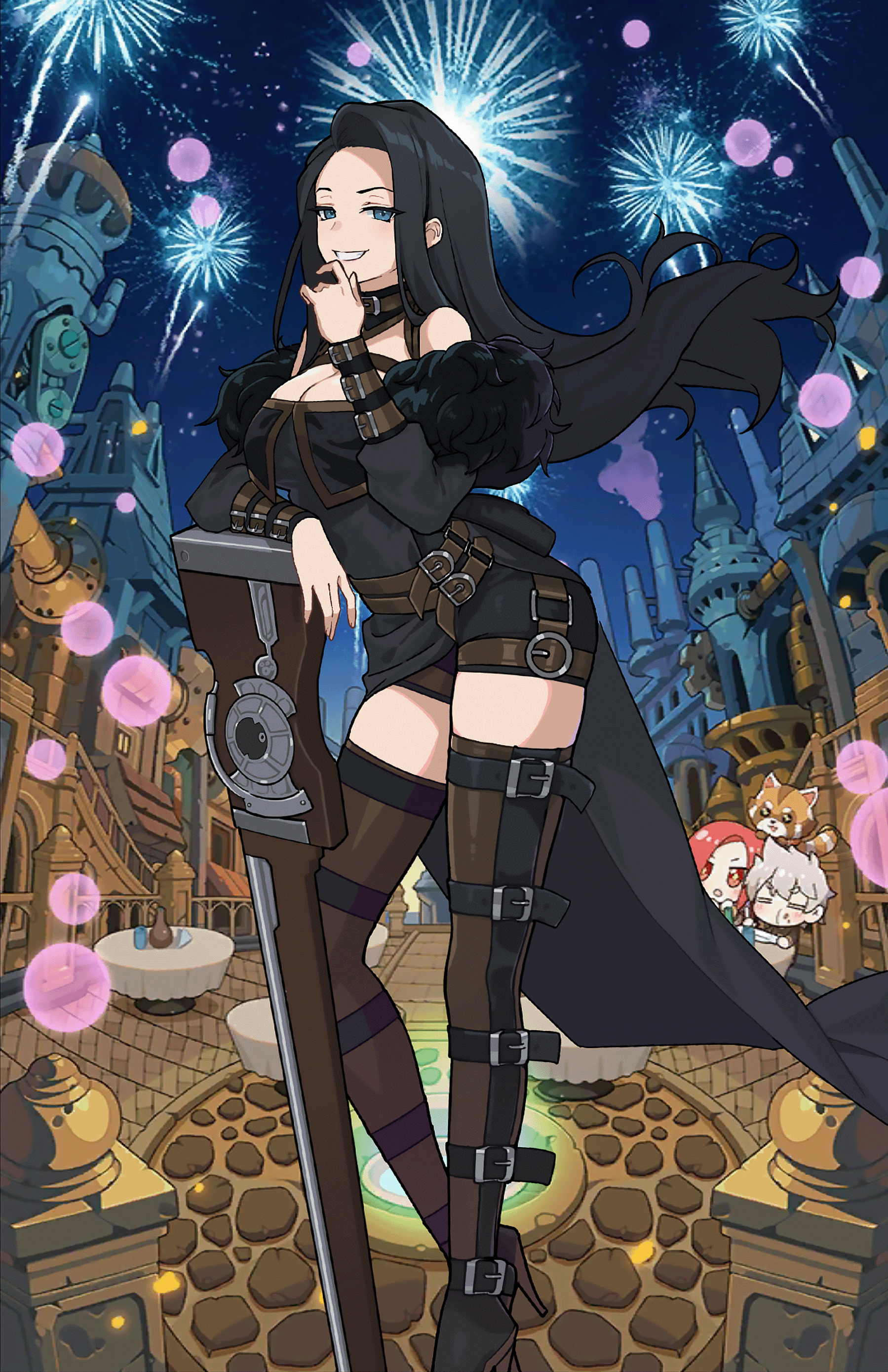 Hekate with Fireworks in Guardian Tales HD Phone Wallpaper