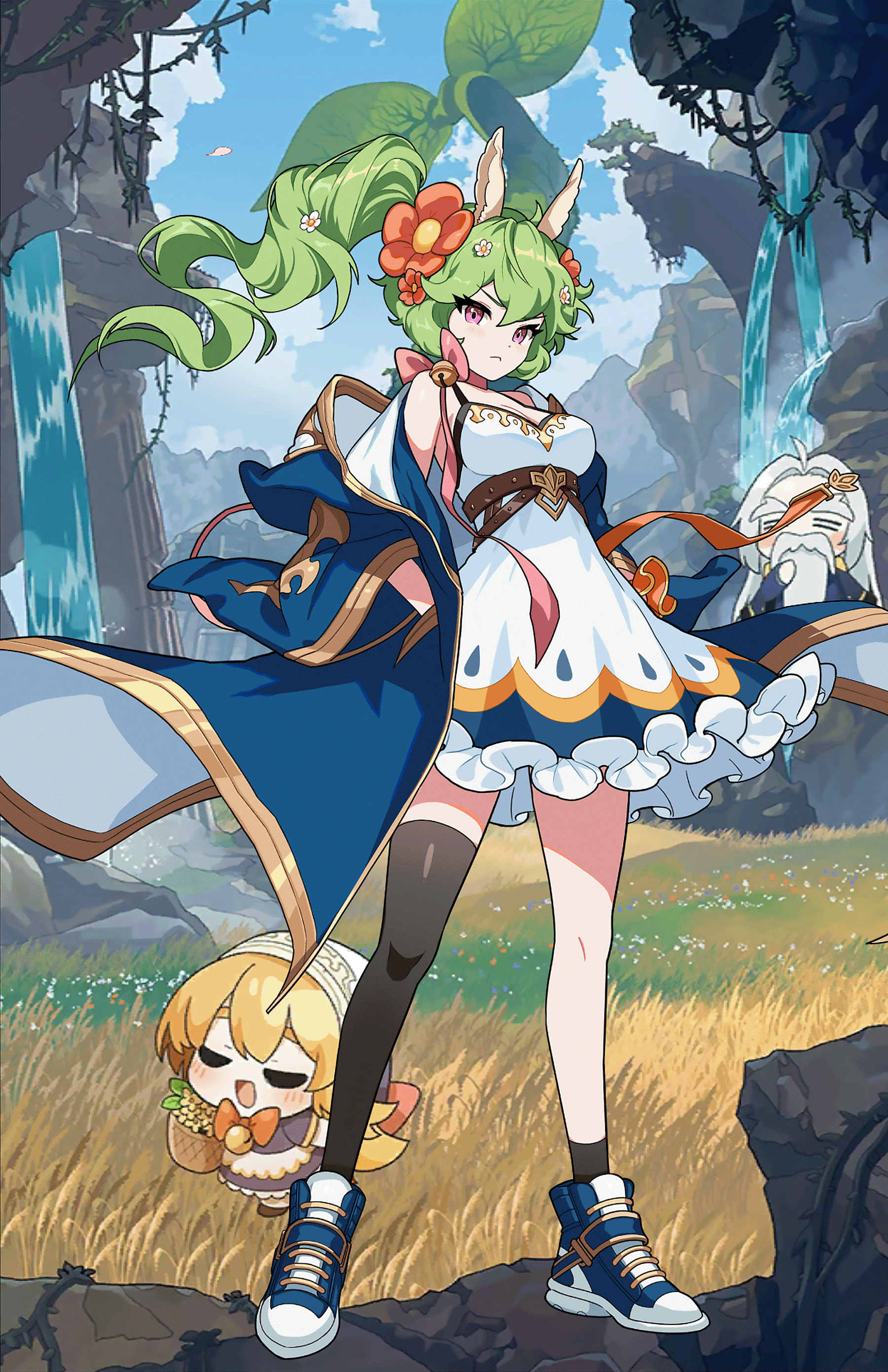 Mayreel from Guardian Tales with a companion HD Phone Wallpaper