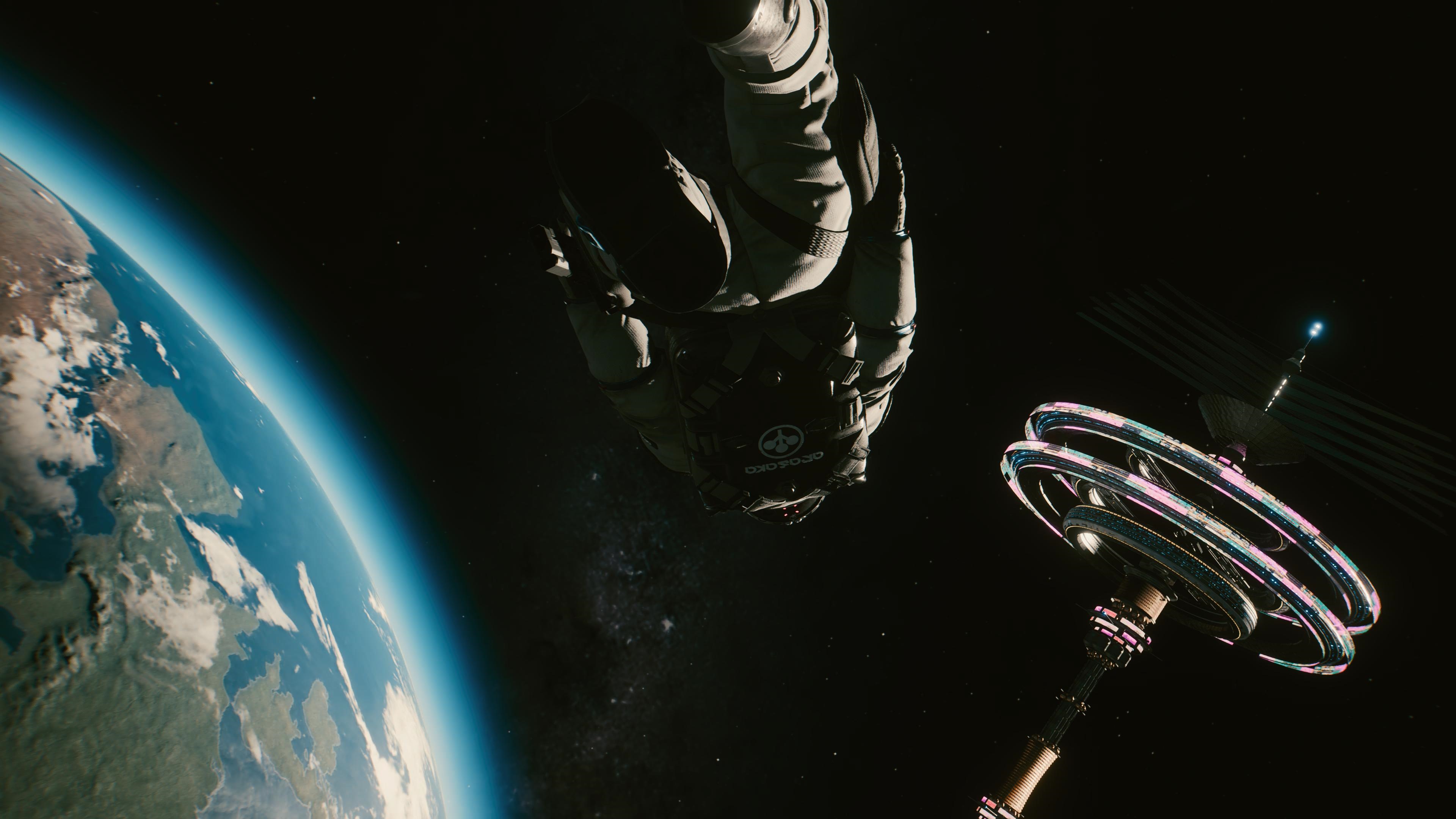 4K Cyberpunk 2077 astronaut near Arasaka spaceship HD Wallpaper