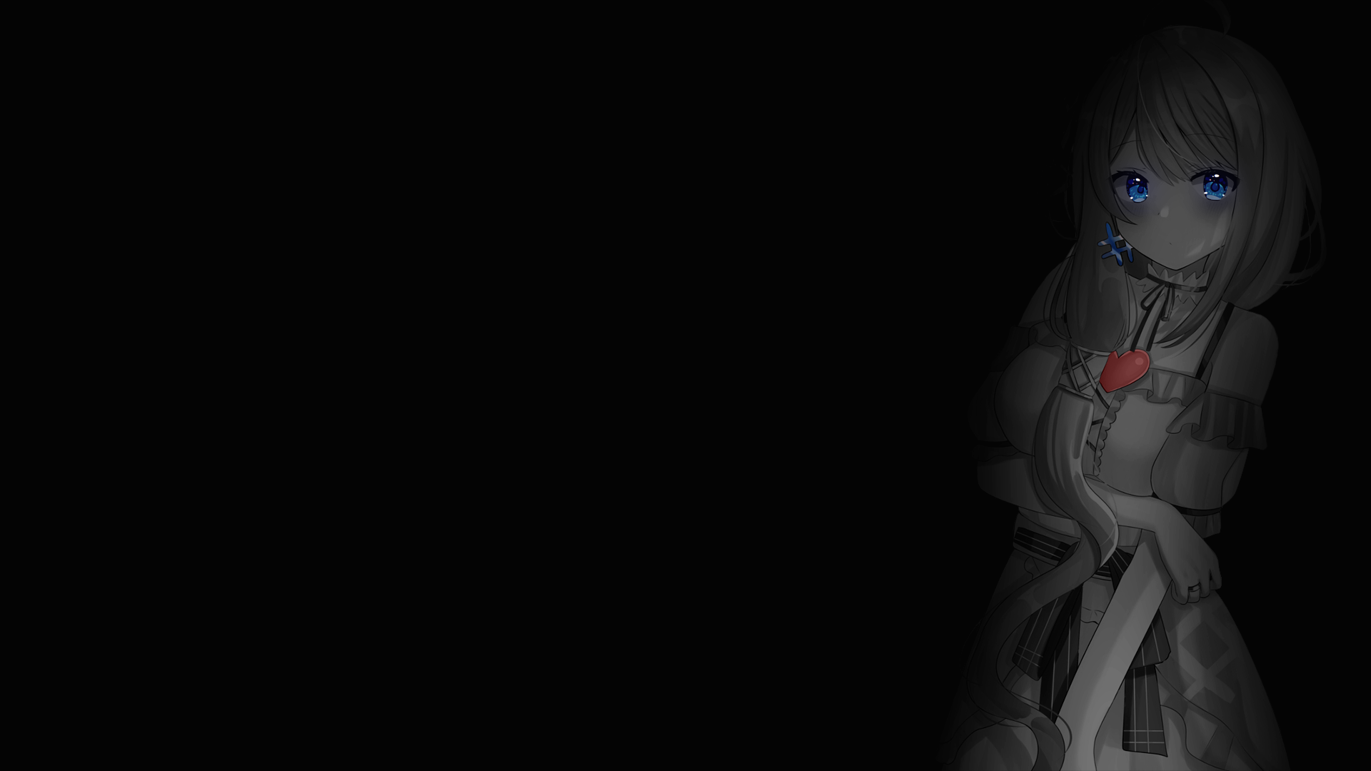 Anime girl with blue eyes and red heart pendant HD Wallpaper