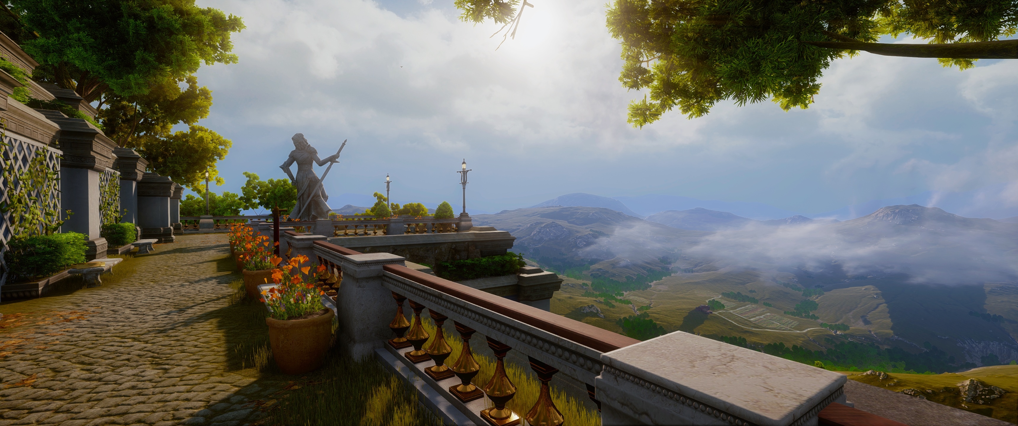 Dragon Age: Inquisition Balcony Overlooking Misty Mountains HD Wallpaper