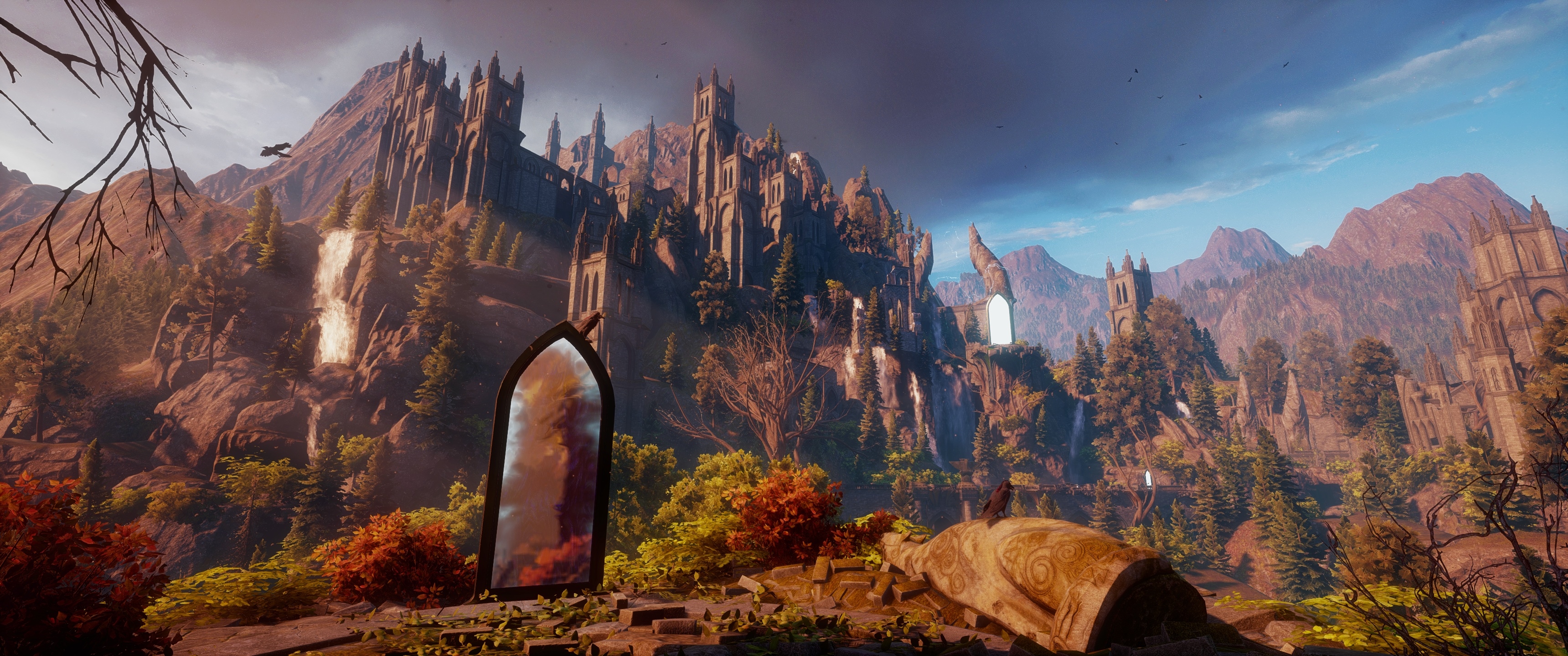 Dragon Age: Inquisition castle and mountains HD Wallpaper