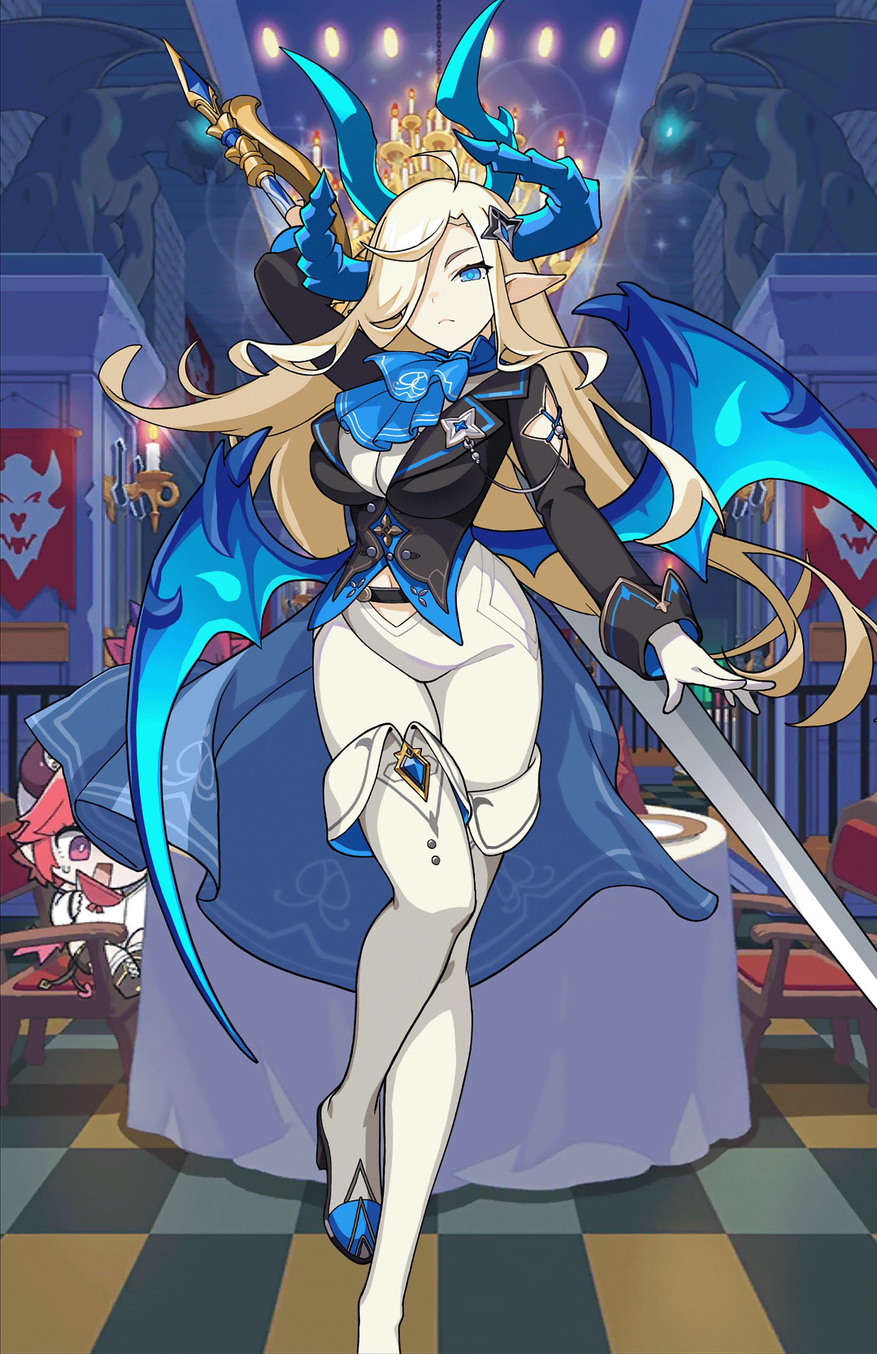 Bianca the Succubus with Sword and Bat Wings HD Phone Wallpaper