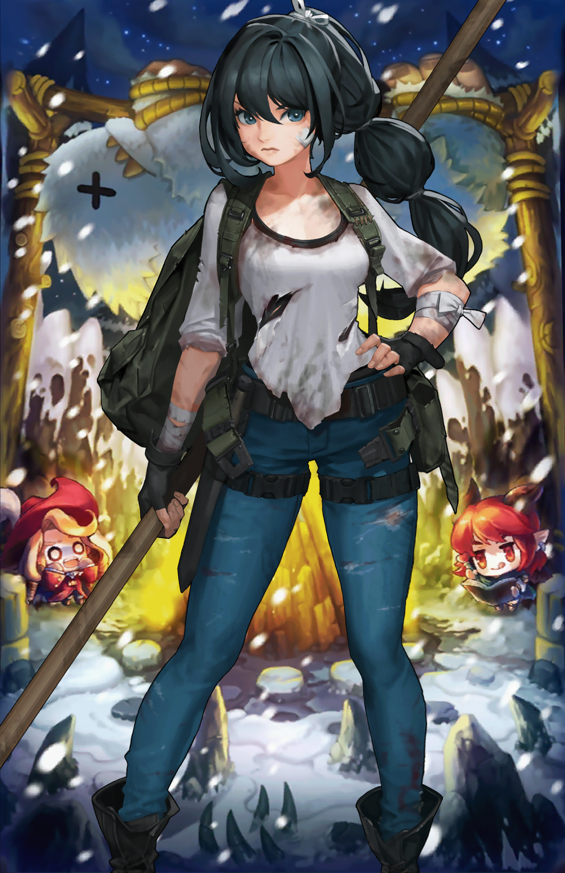 Catherine from Guardian Tales in a snowy landscape HD Phone Wallpaper