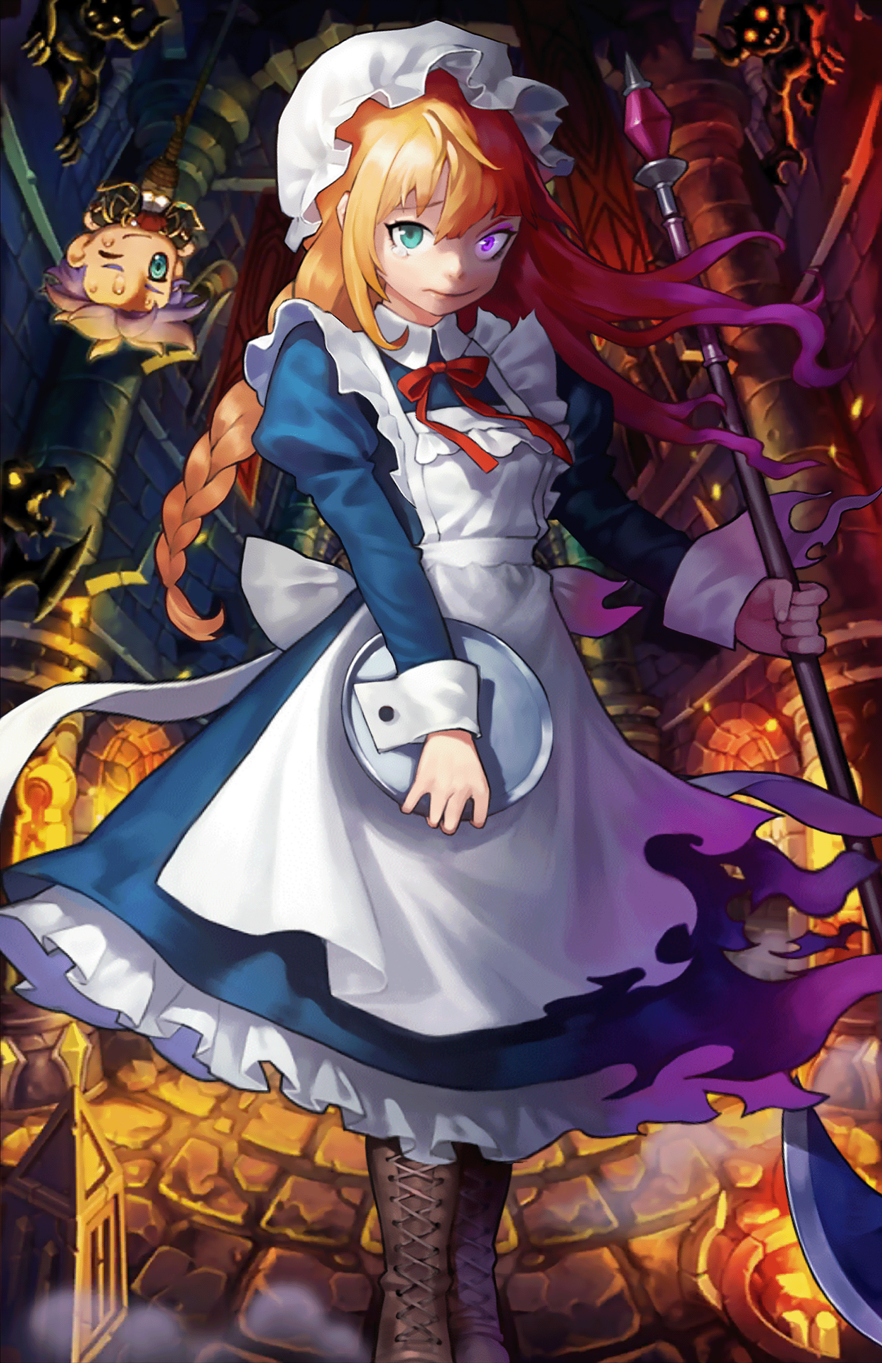 Amy the maid from Guardian Tales with heterochromia HD Phone Wallpaper
