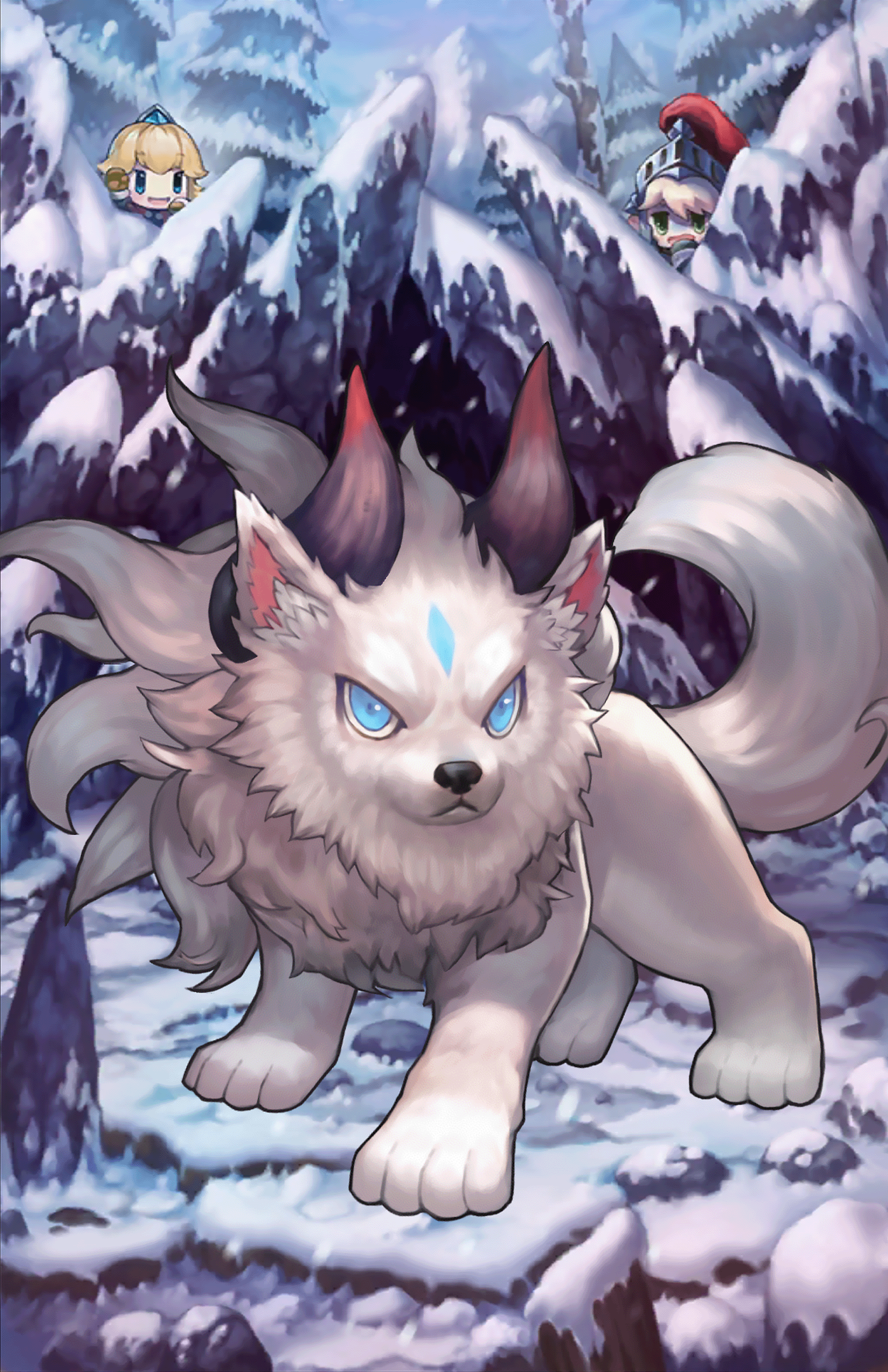 Guardian Tales White Beast with Horns and Tails HD Phone Wallpaper