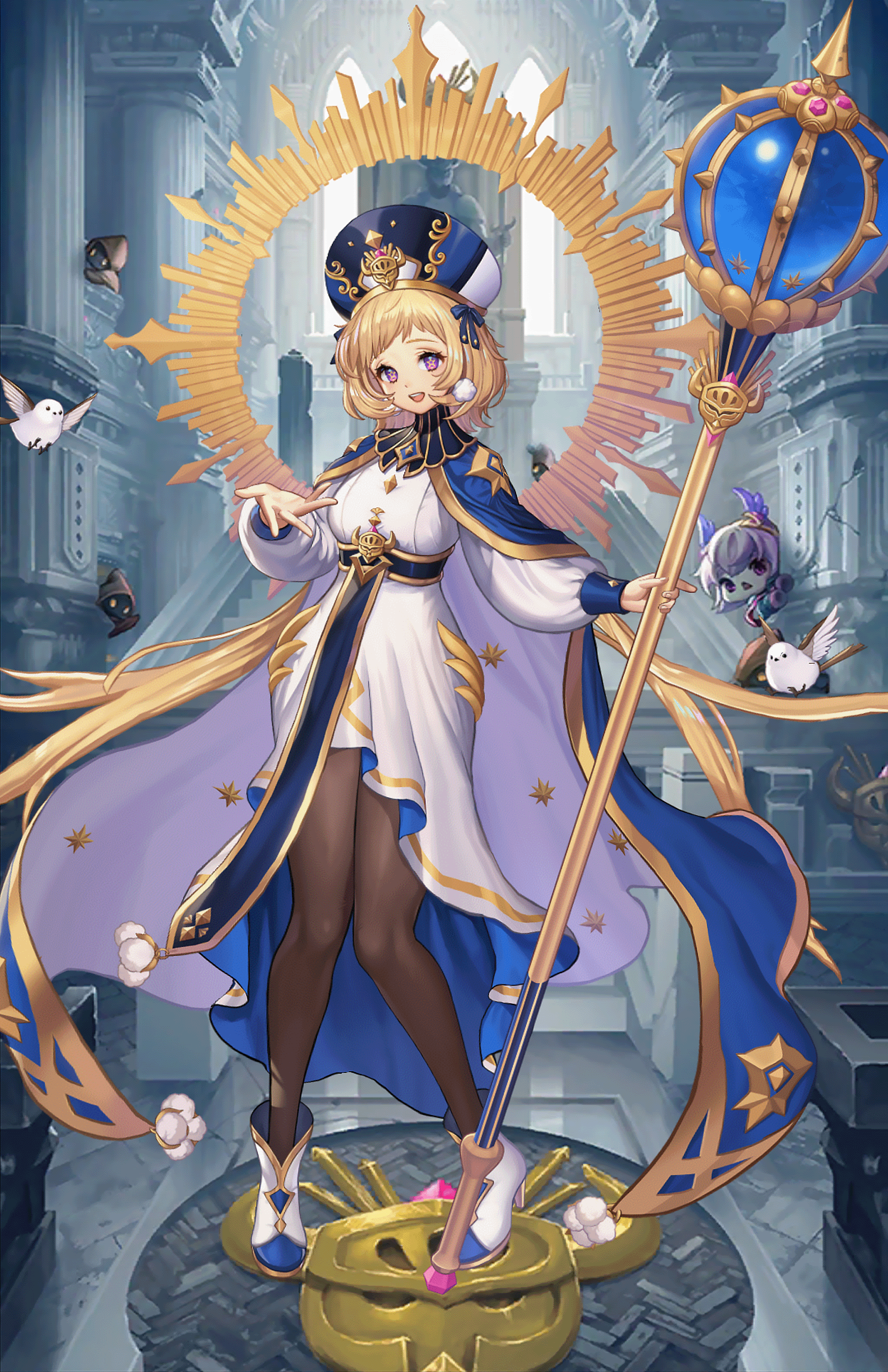 Veronica from Guardian Tales with a staff HD Phone Wallpaper