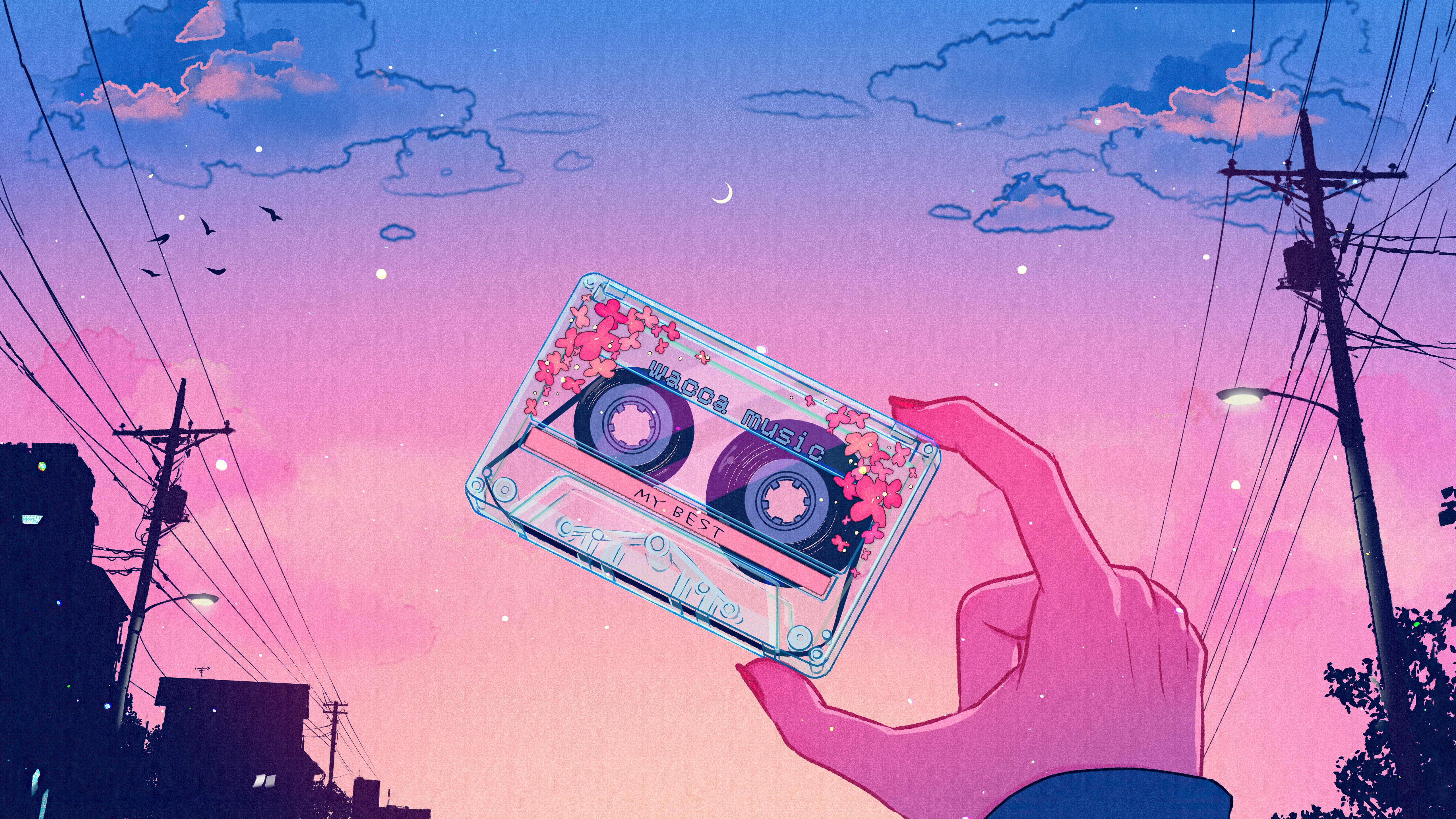 4K Vaporwave Cassette with Flowers HD Wallpaper