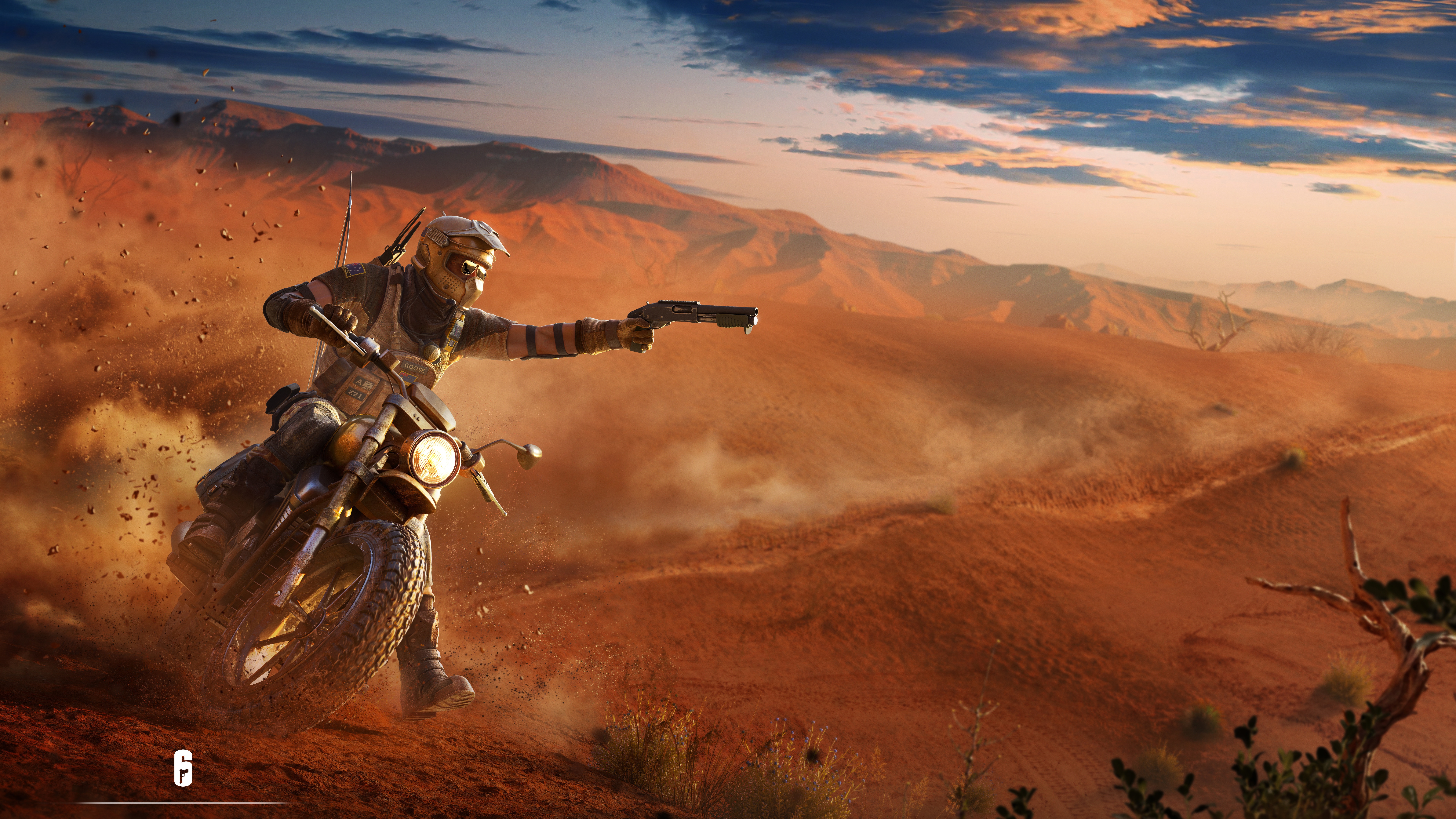 Rainbow 6 Siege desert motorcycle gun HD Wallpaper