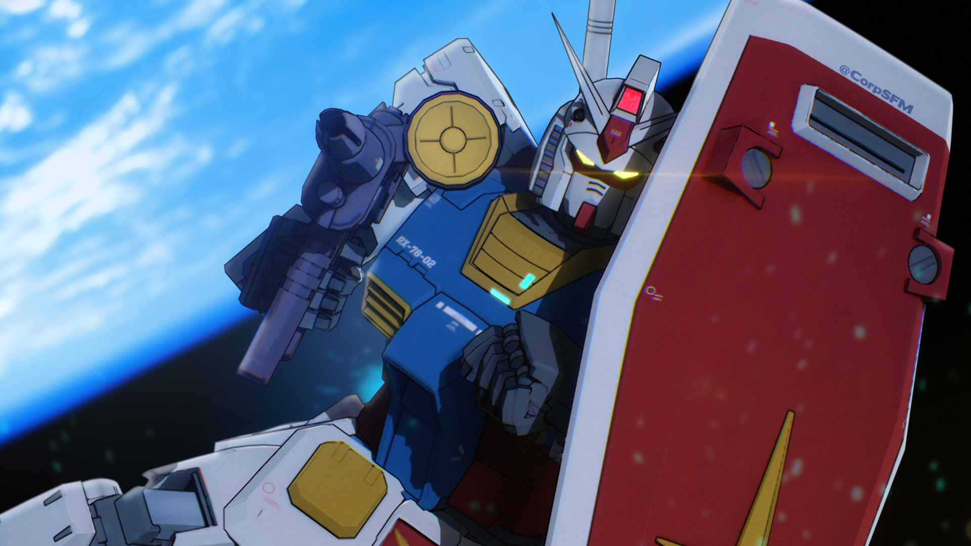 RX-78 Gundam in Space with Earth in Background HD Wallpaper