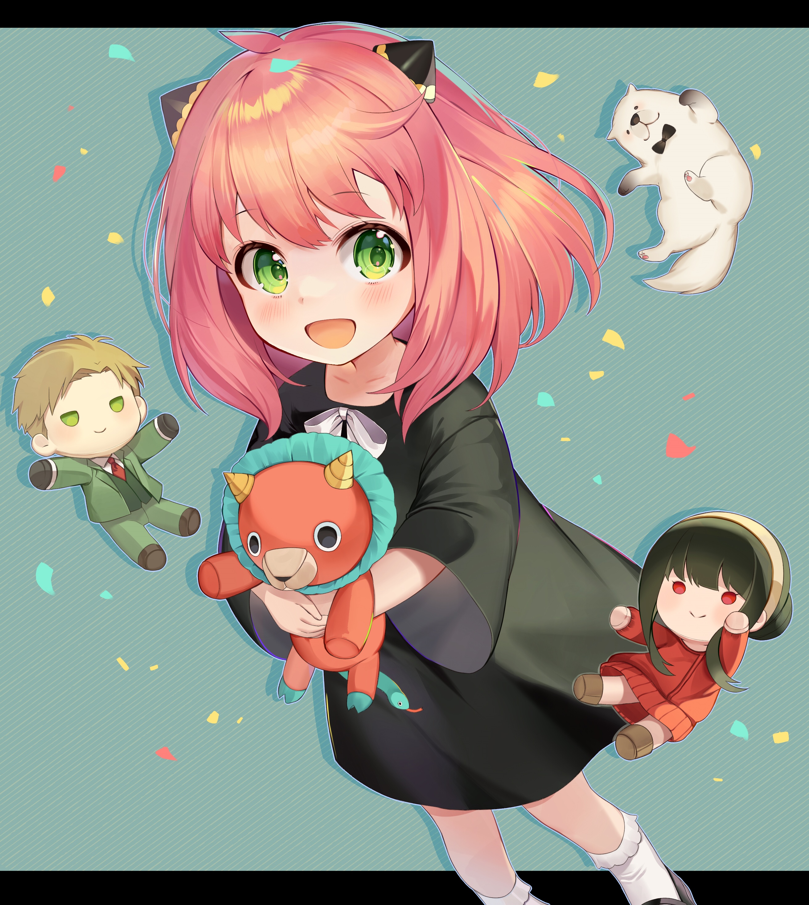 Anya Forger with plush toys from Spy x Family HD Phone Wallpaper