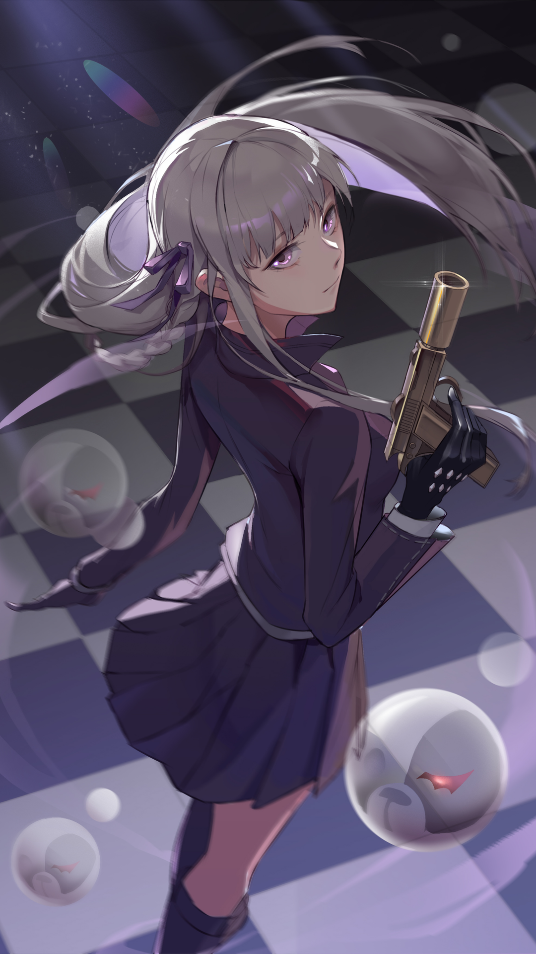 Kyoko Kirigiri with a gun from Danganronpa HD Phone Wallpaper