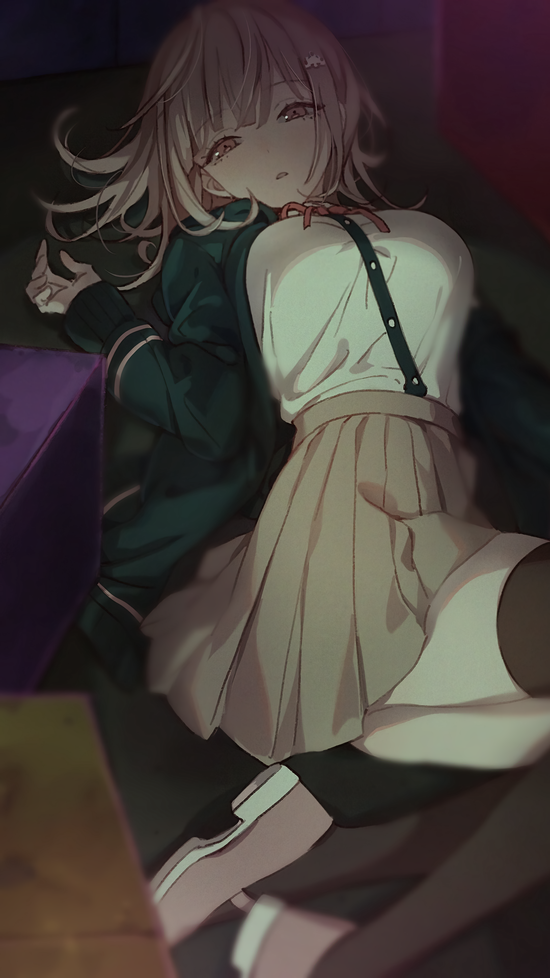 Chiaki Nanami from Danganronpa lying down HD Phone Wallpaper