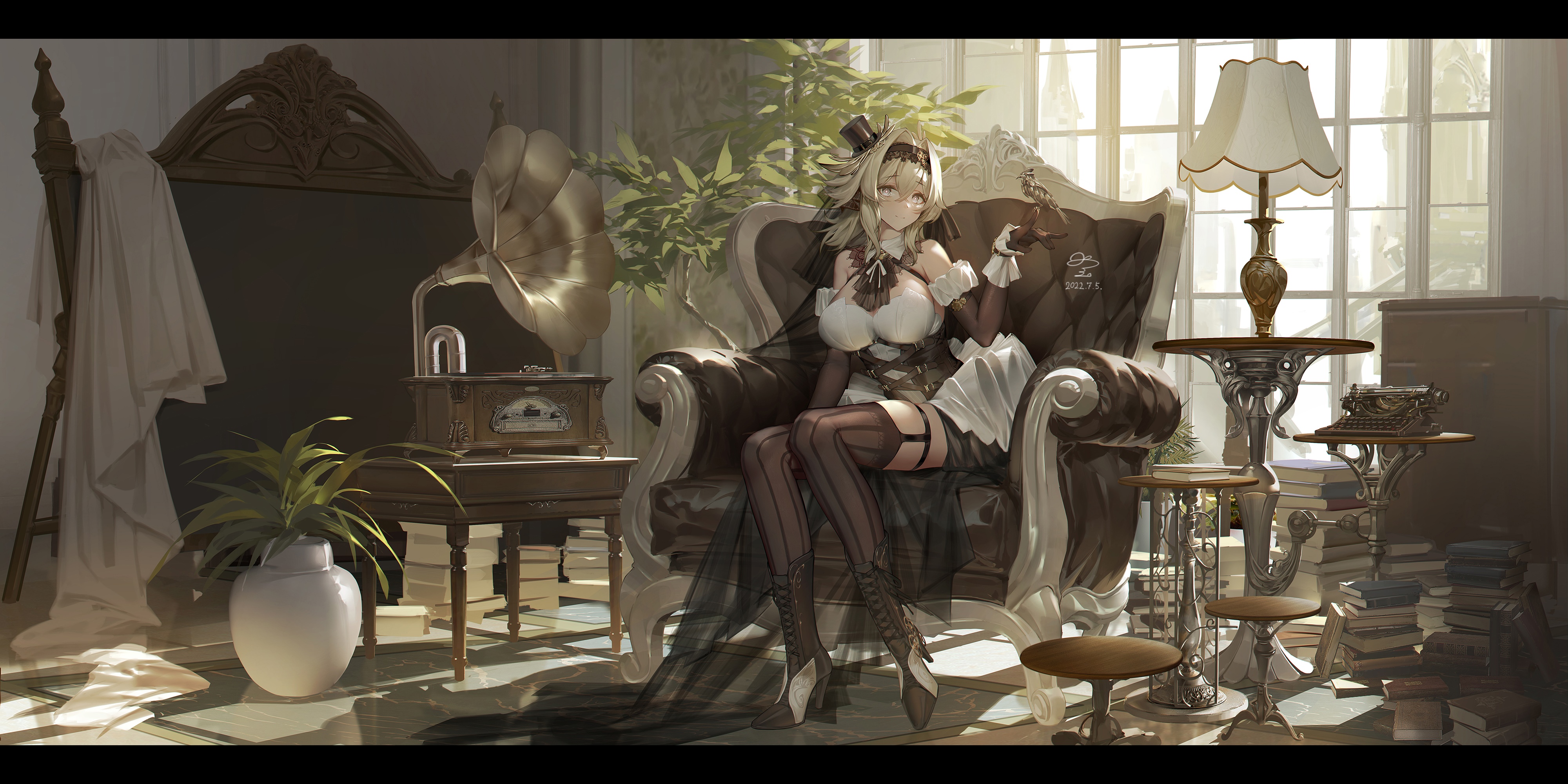 Vill-V from Honkai Impact 3rd in a vintage room HD Wallpaper