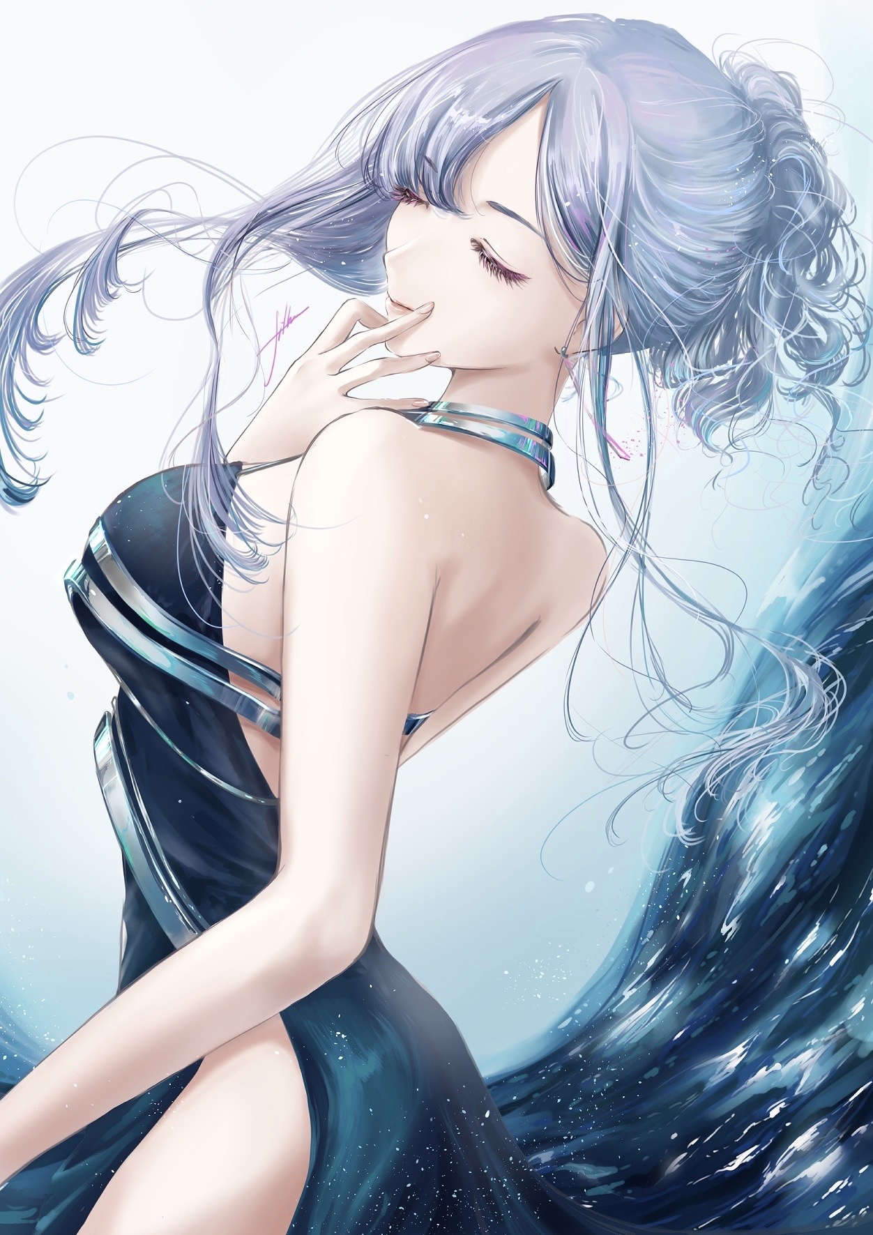 AK-12 from Girls Frontline in a dark dress HD Phone Wallpaper