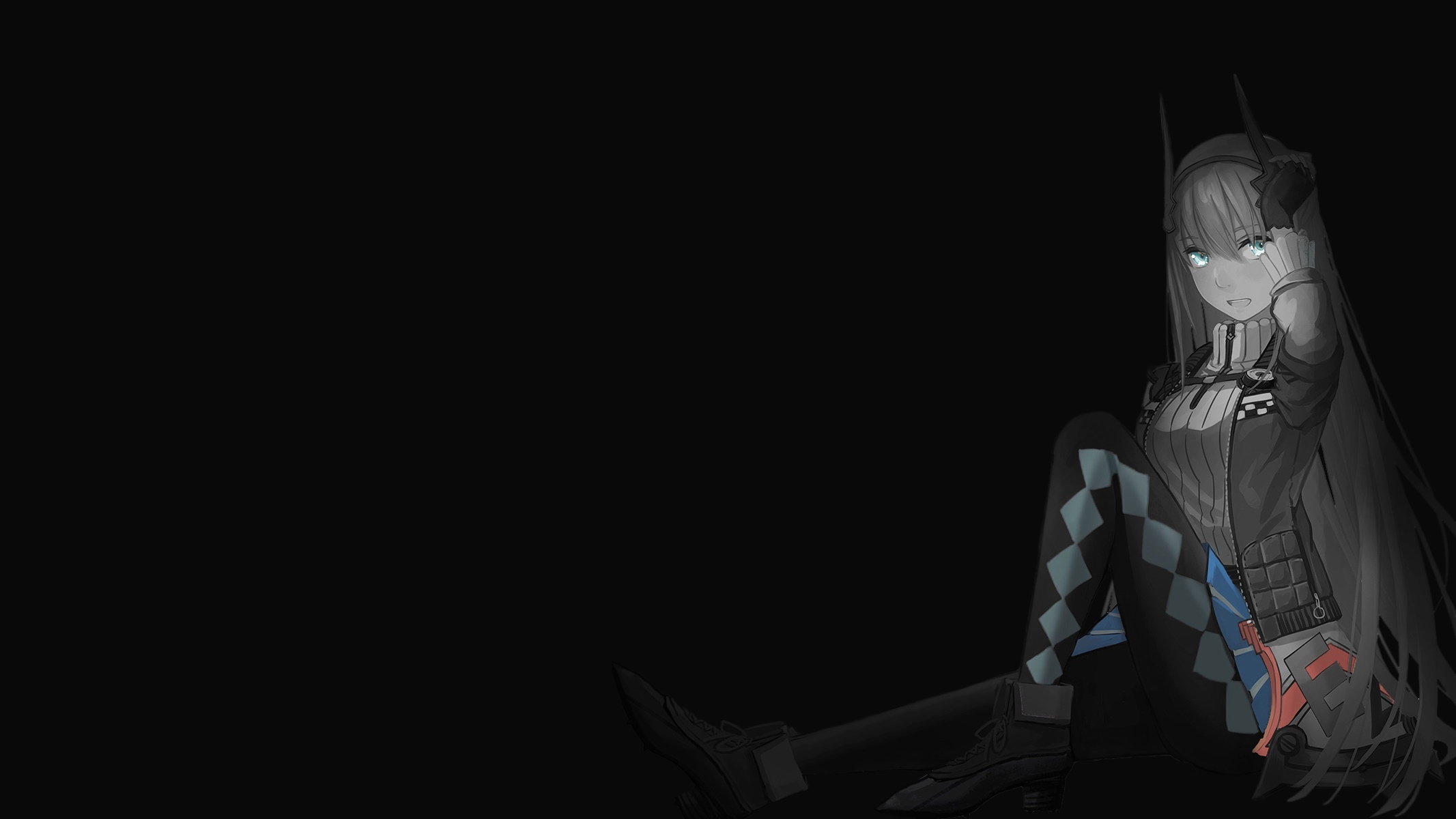 Anime girl with blue eyes and black hair HD Wallpaper