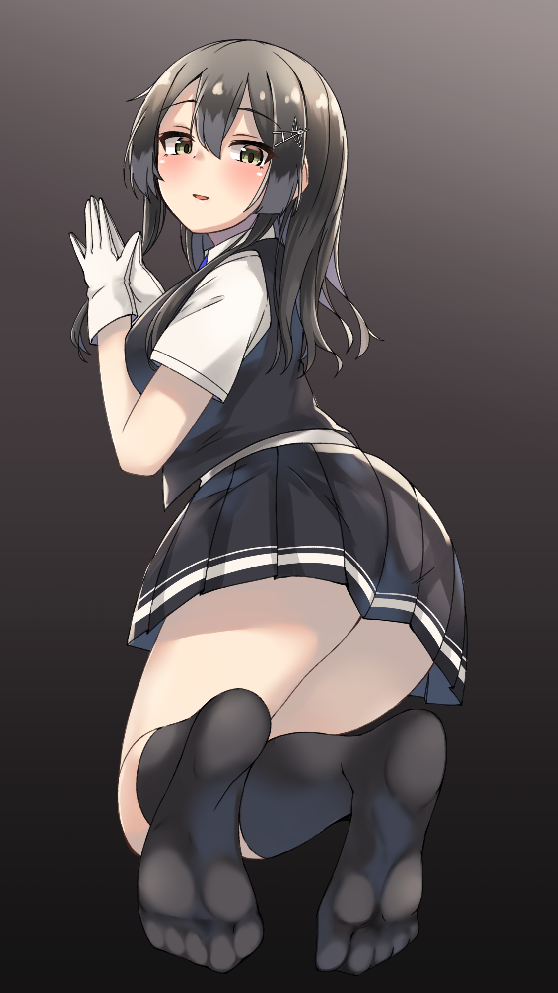 Oyashio from Kantai Collection kneeling HD Phone Wallpaper