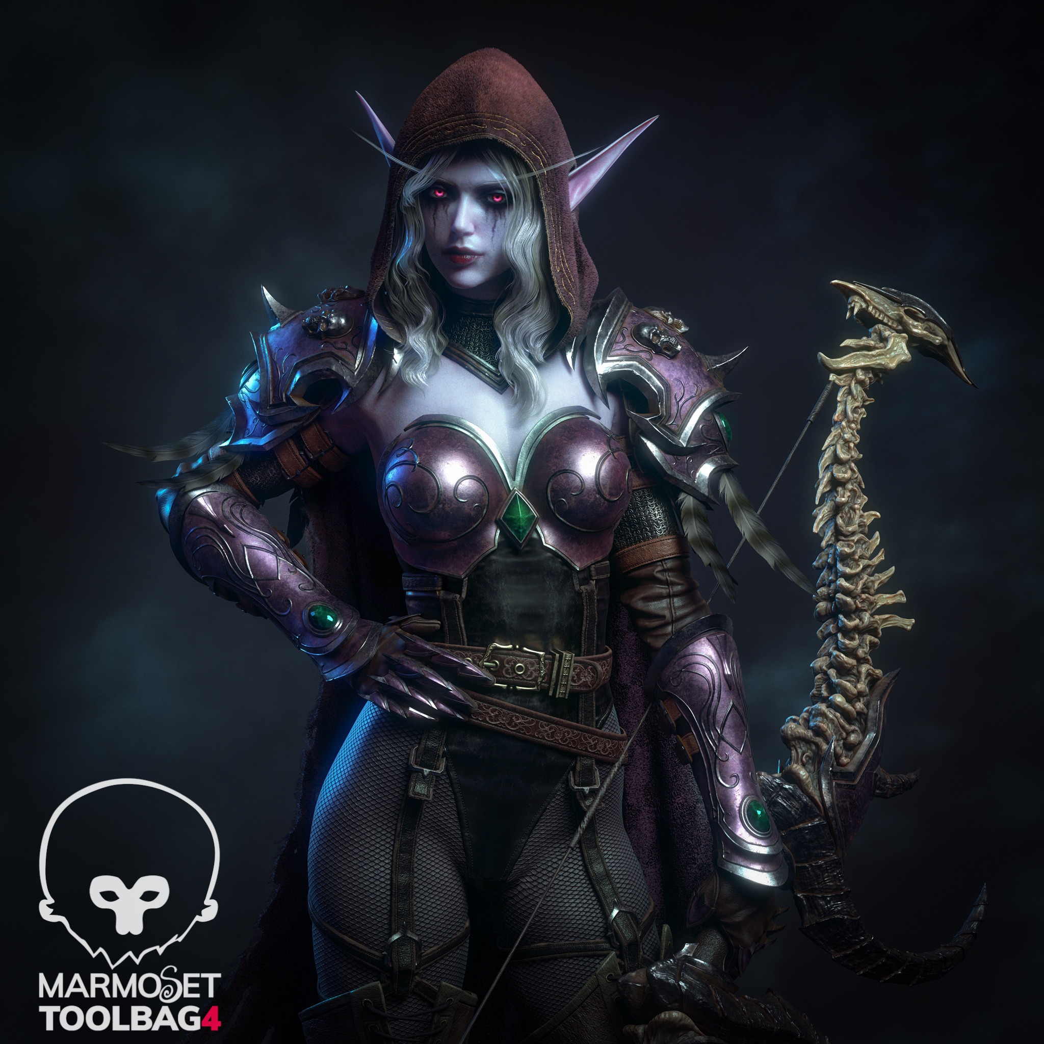 Sylvanas Windrunner with a bone bow HD Wallpaper