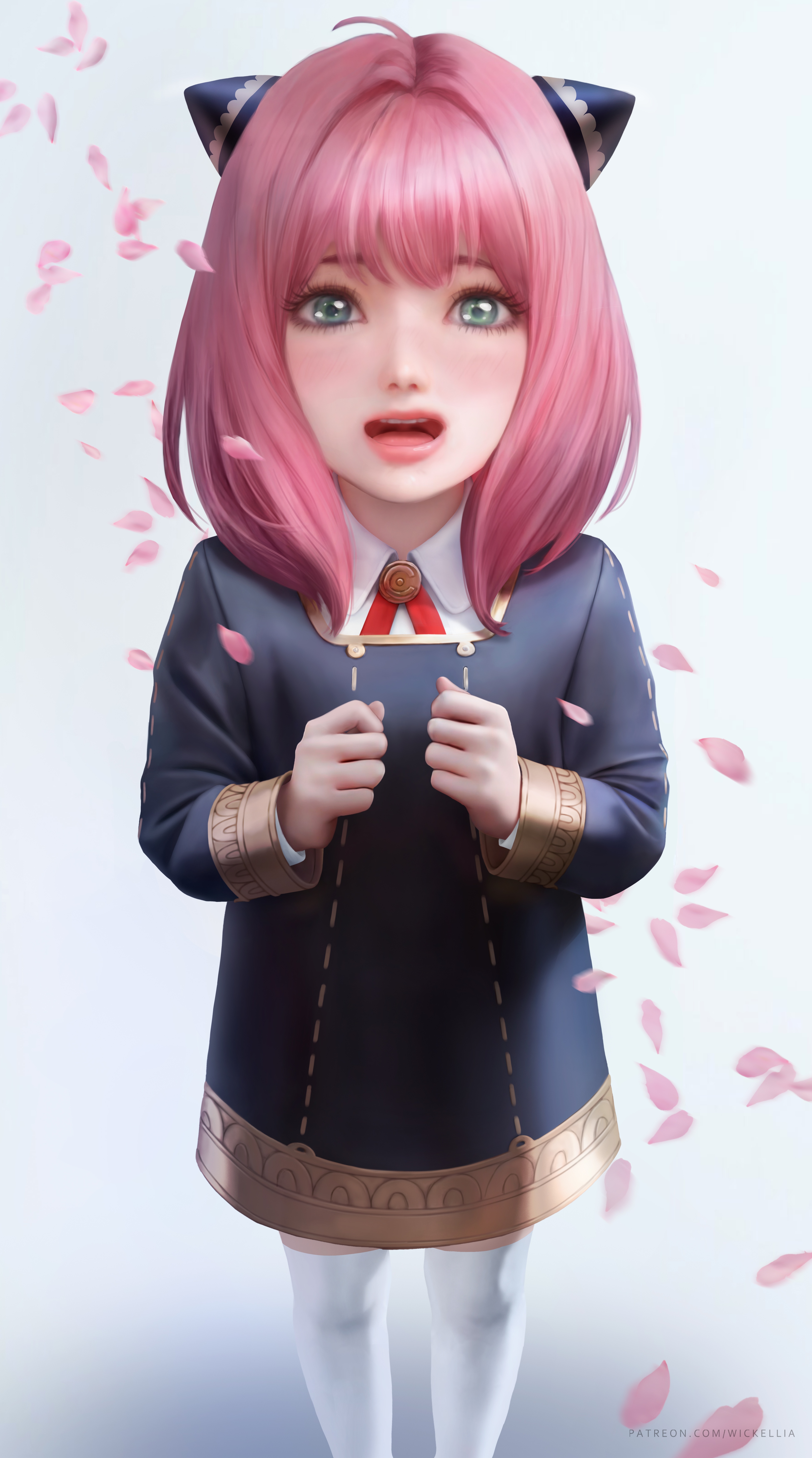 Anya Forger from Spy x Family with falling petals HD Phone Wallpaper