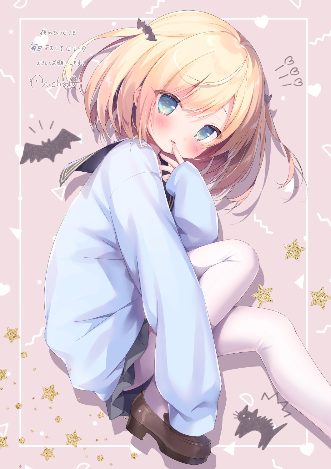 Loli blonde girl with blue eyes in school uniform HD Phone Wallpaper